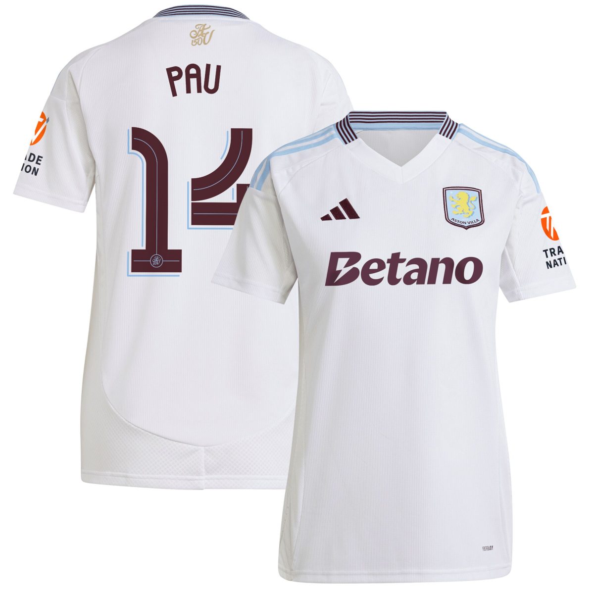 aston villa adidas away shirt 2024-25 – womens with pau 14 cup printing Collection | Authentic Aston Villa Shirts