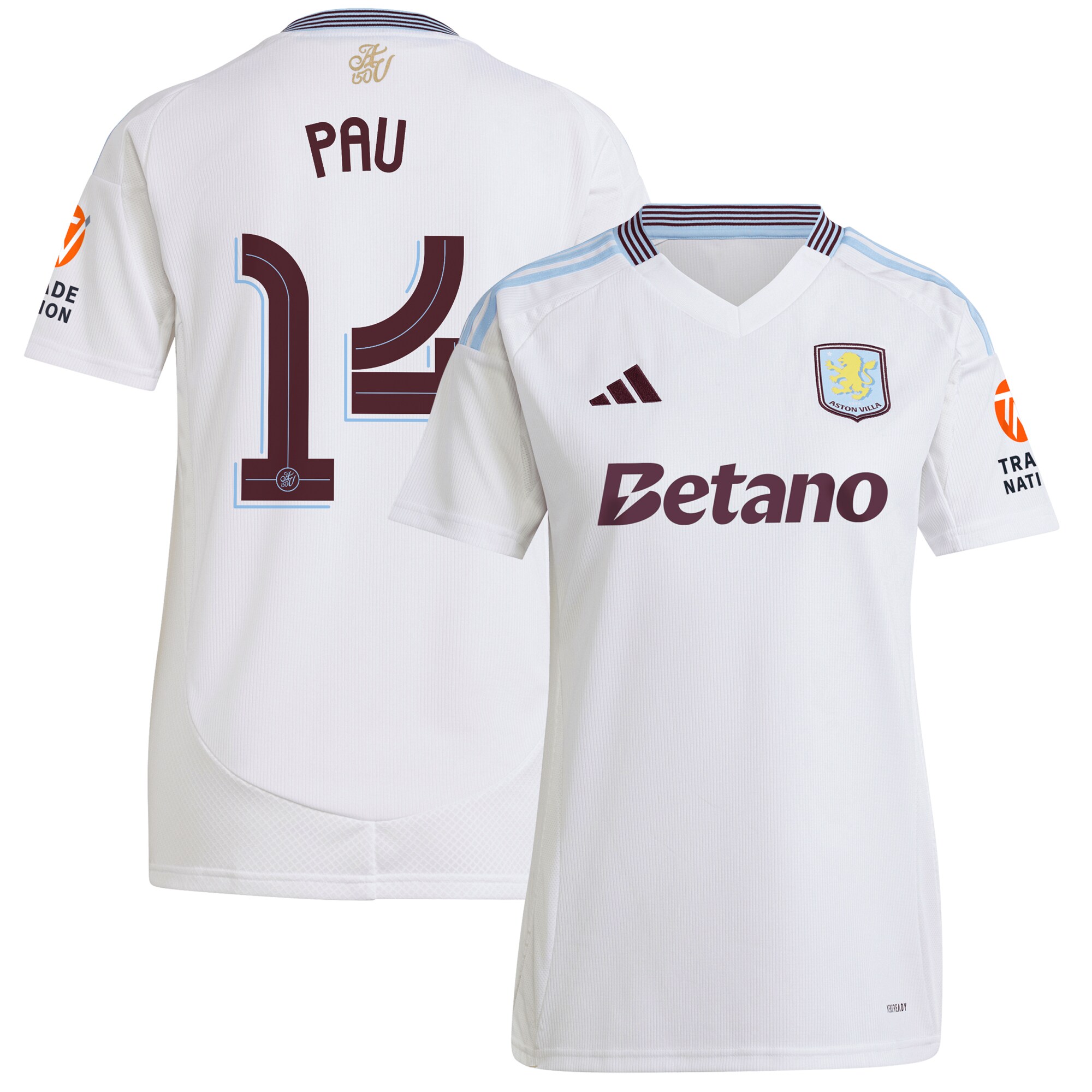aston villa adidas away shirt 2024-25 – womens with pau 14 cup printing Collection | Authentic Aston Villa Shirts