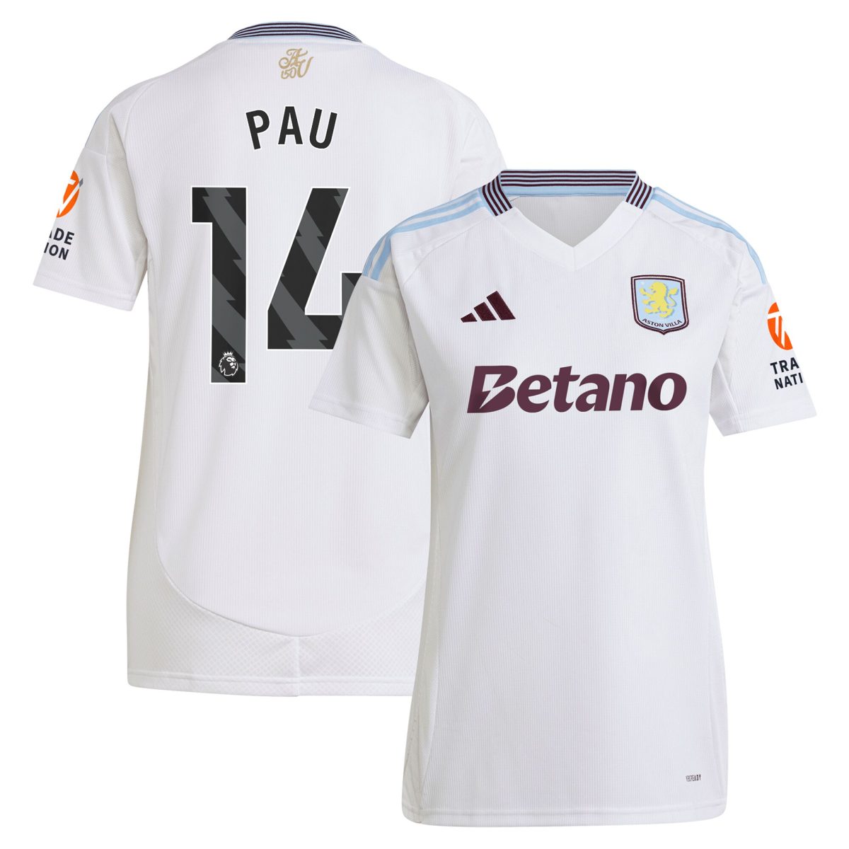 aston villa adidas away shirt 2024-25 – womens with pau 14 printing Collection | Authentic Aston Villa Shirts