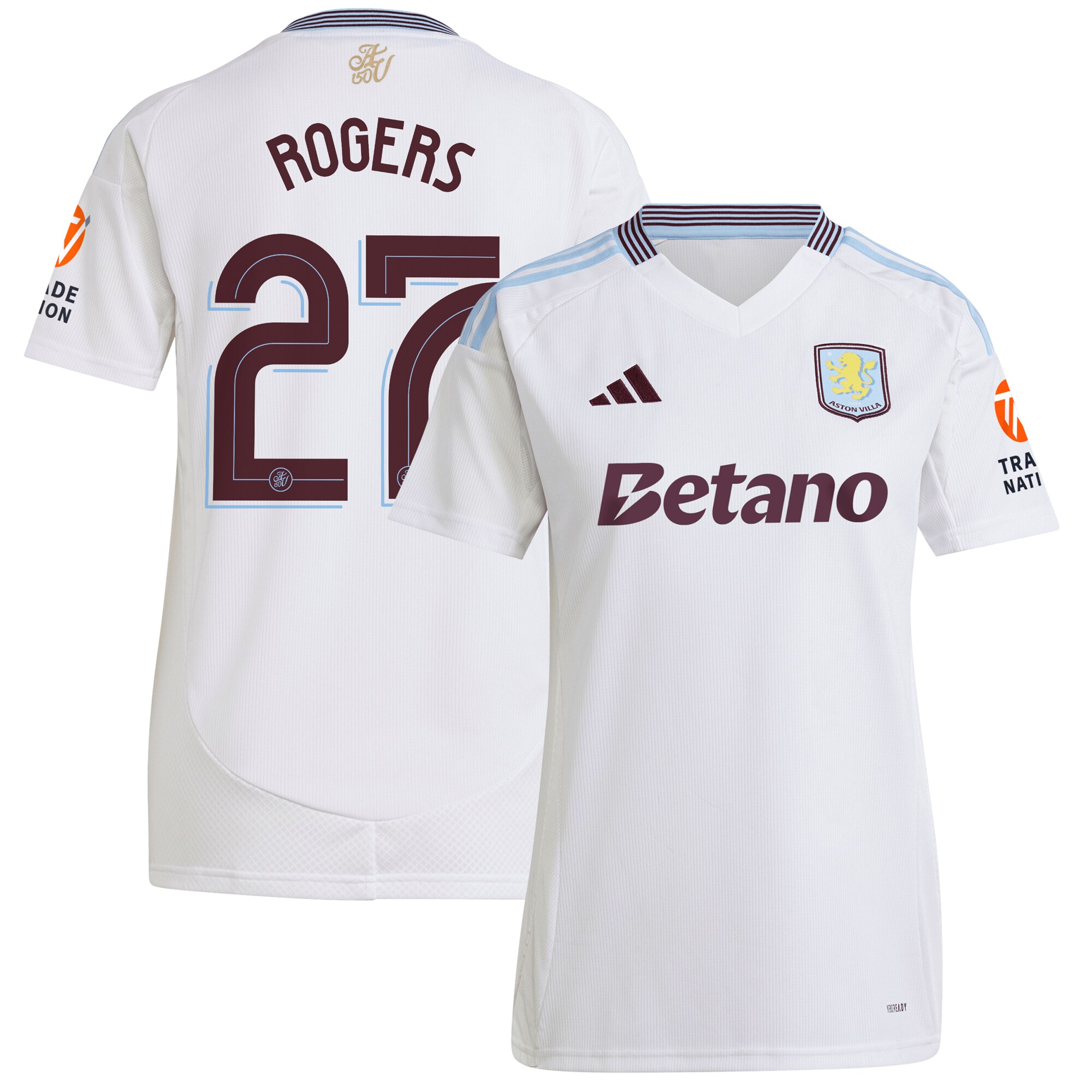 aston villa adidas away shirt 2024-25 – womens with rogers 27 cup printing Collection | Authentic Aston Villa Shirts