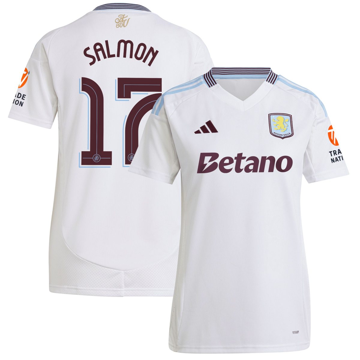 aston villa adidas away shirt 2024-25 – womens with salmon 17 cup printing Collection | Authentic Aston Villa Shirts