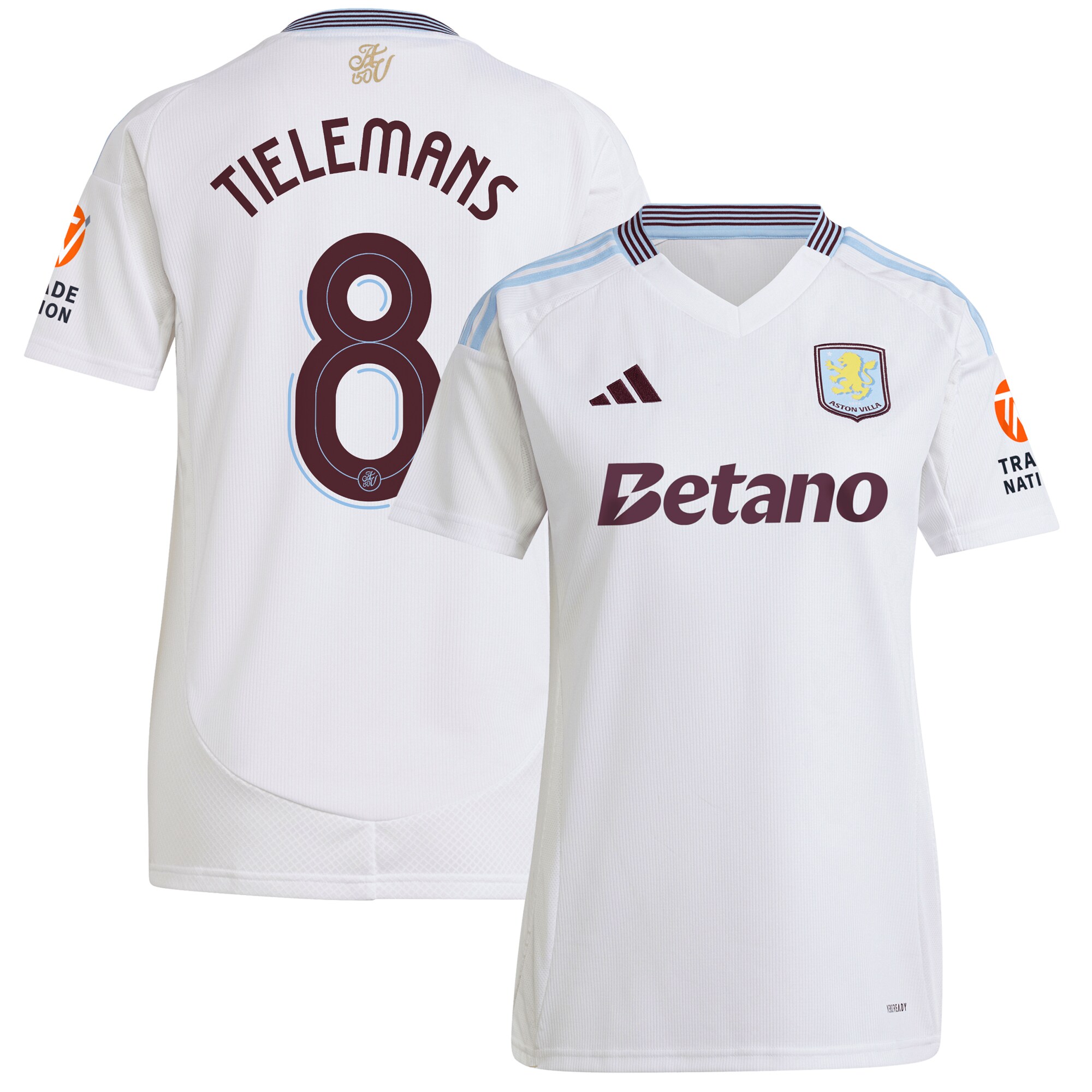 aston villa adidas away shirt 2024-25 – womens with tielemans 8 cup printing Collection | Authentic Aston Villa Shirts