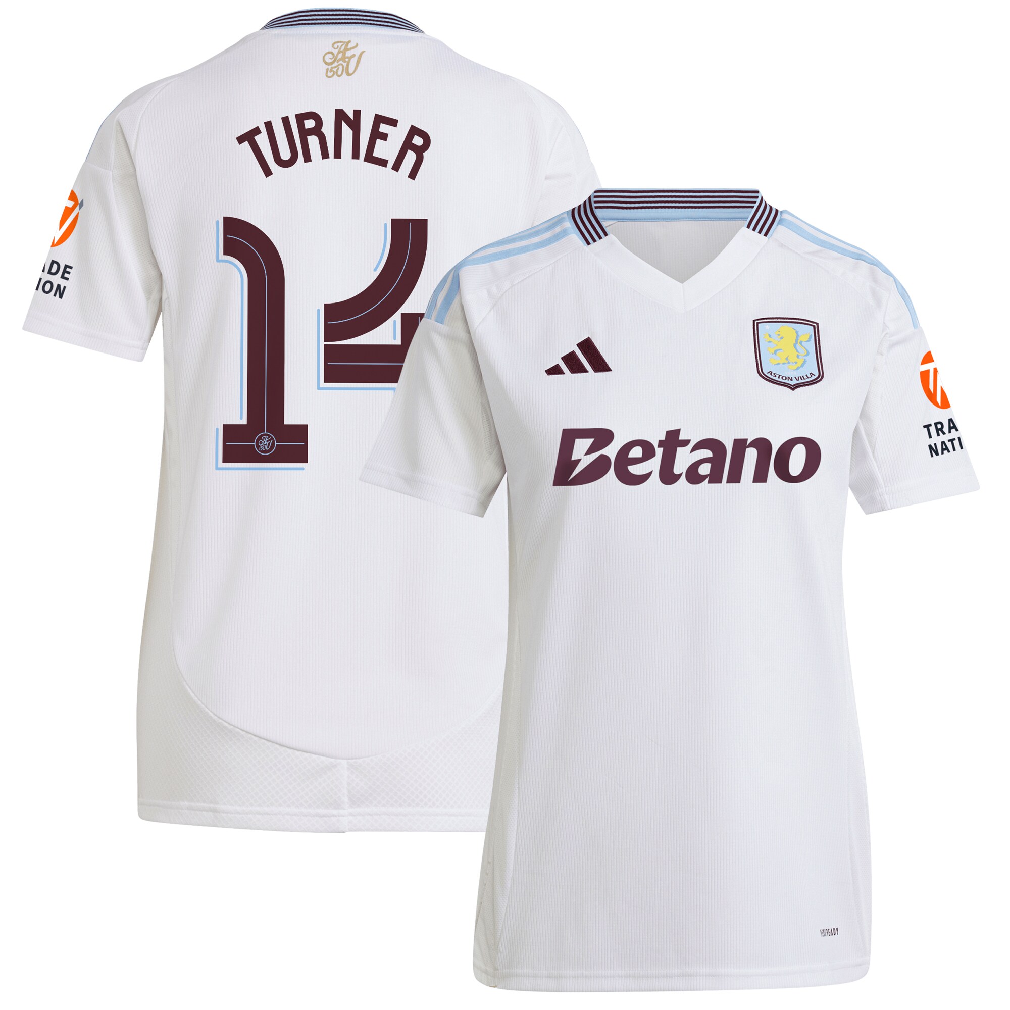 aston villa adidas away shirt 2024-25 – womens with turner 14 cup printing Collection | Authentic Aston Villa Shirts
