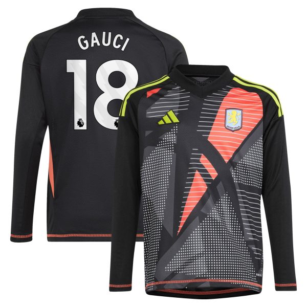 aston villa adidas goalkeeper shirt 2024-25 – long sleeve – kids with gauci 18 printing – 202029323 Collection | Authentic Aston Villa Shirts