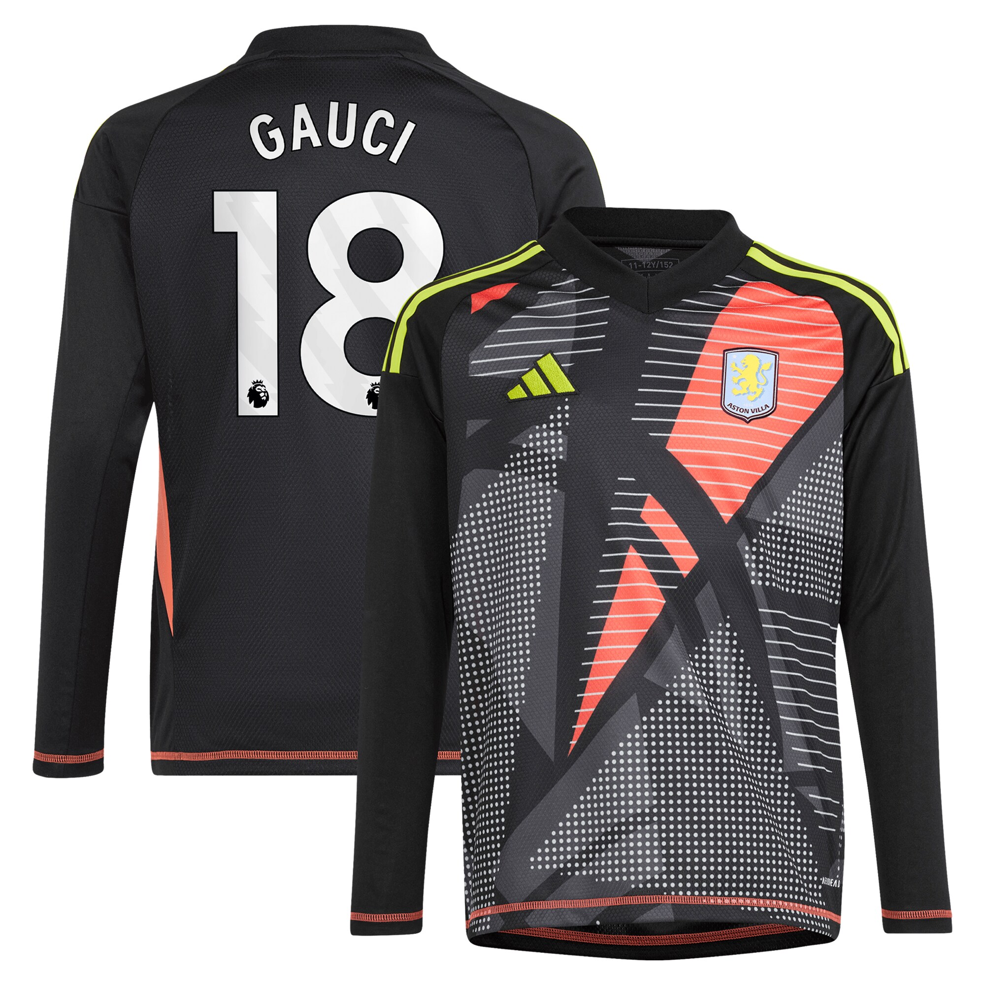 aston villa adidas goalkeeper shirt 2024-25 – long sleeve – kids with gauci 18 printing – 202029323 Collection | Authentic Aston Villa Shirts