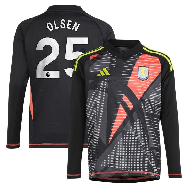aston villa adidas goalkeeper shirt 2024-25 – long sleeve – kids with olsen 25 printing – 202029322 Collection | Authentic Aston Villa Shirts