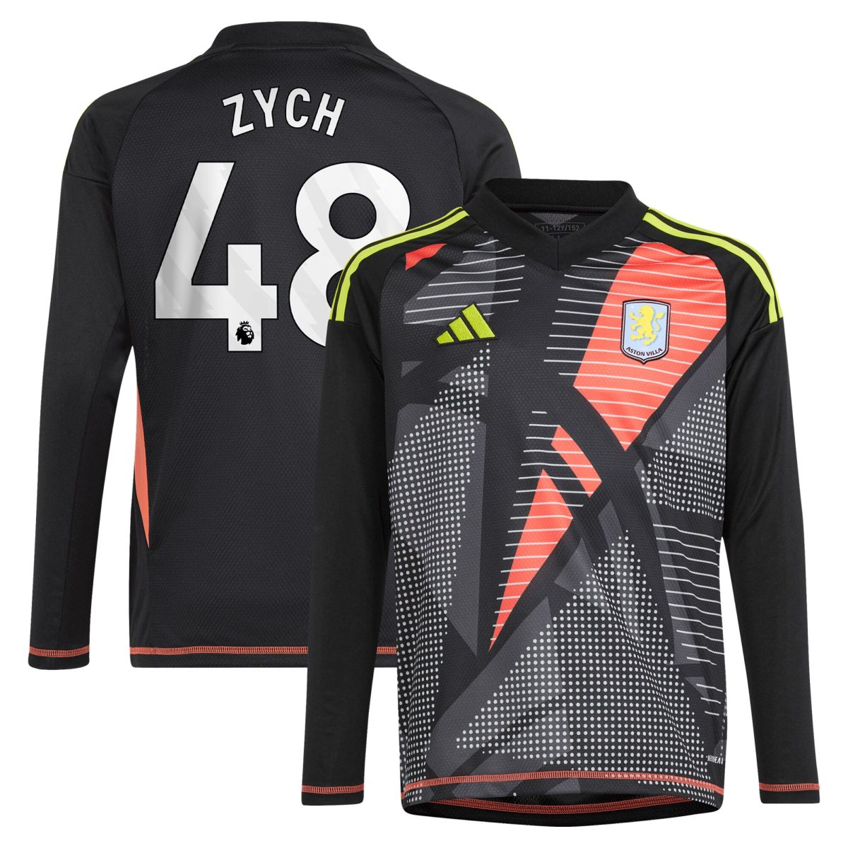 aston villa adidas goalkeeper shirt 2024-25 – long sleeve – kids with zych 48 printing – 202153091 Collection | Authentic Aston Villa Shirts