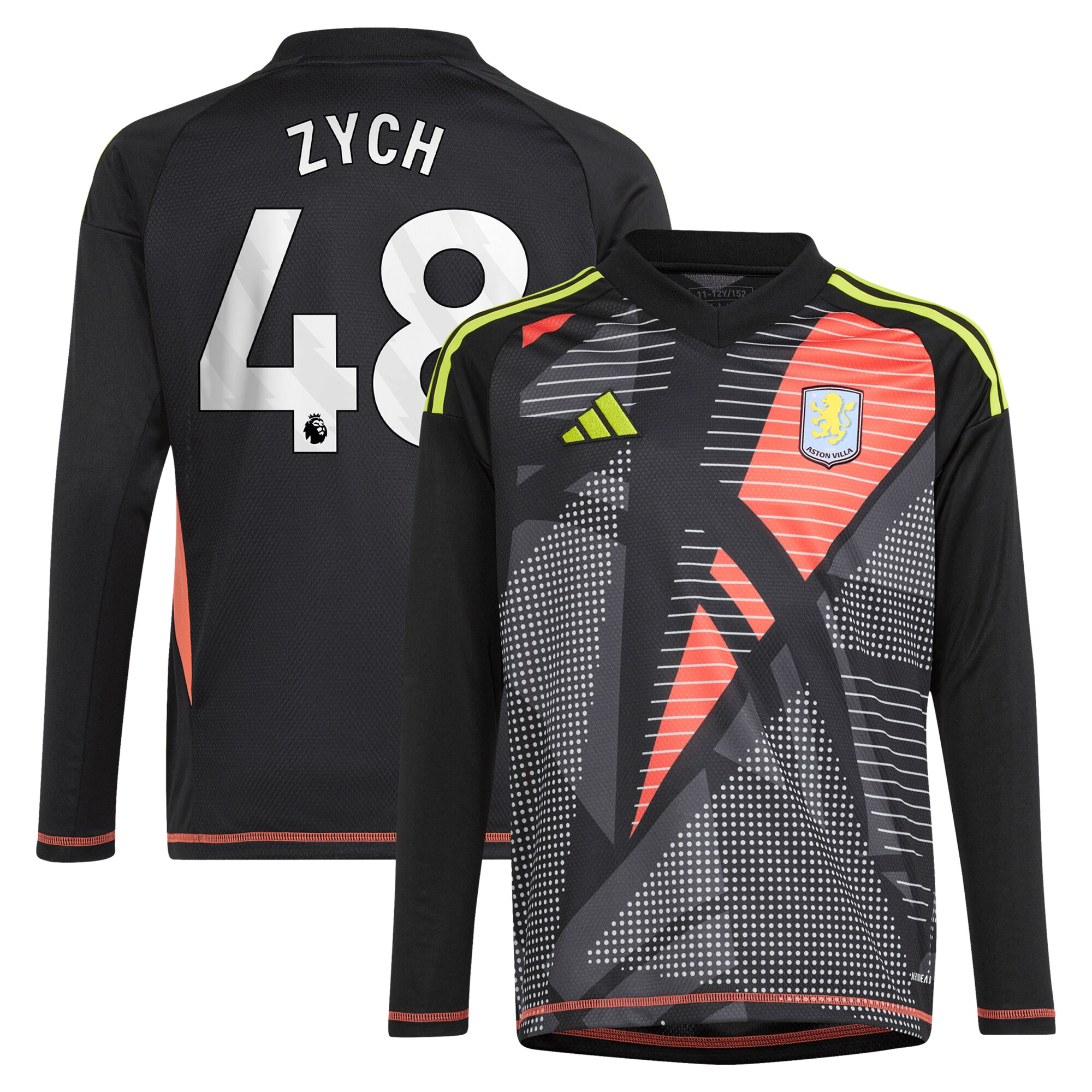aston villa adidas goalkeeper shirt 2024-25 – long sleeve – kids with zych 48 printing – 202153091 Collection | Authentic Aston Villa Shirts