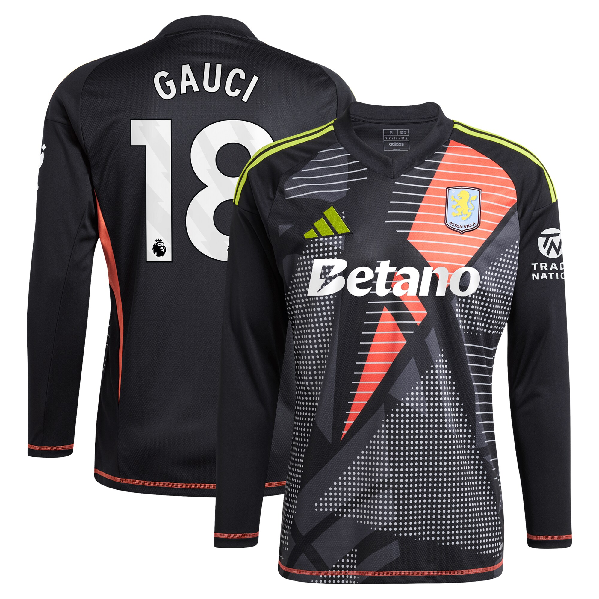 aston villa adidas goalkeeper shirt 2024-25 – long sleeve with gauci 18 printing – 202028940 Collection | Authentic Aston Villa Shirts