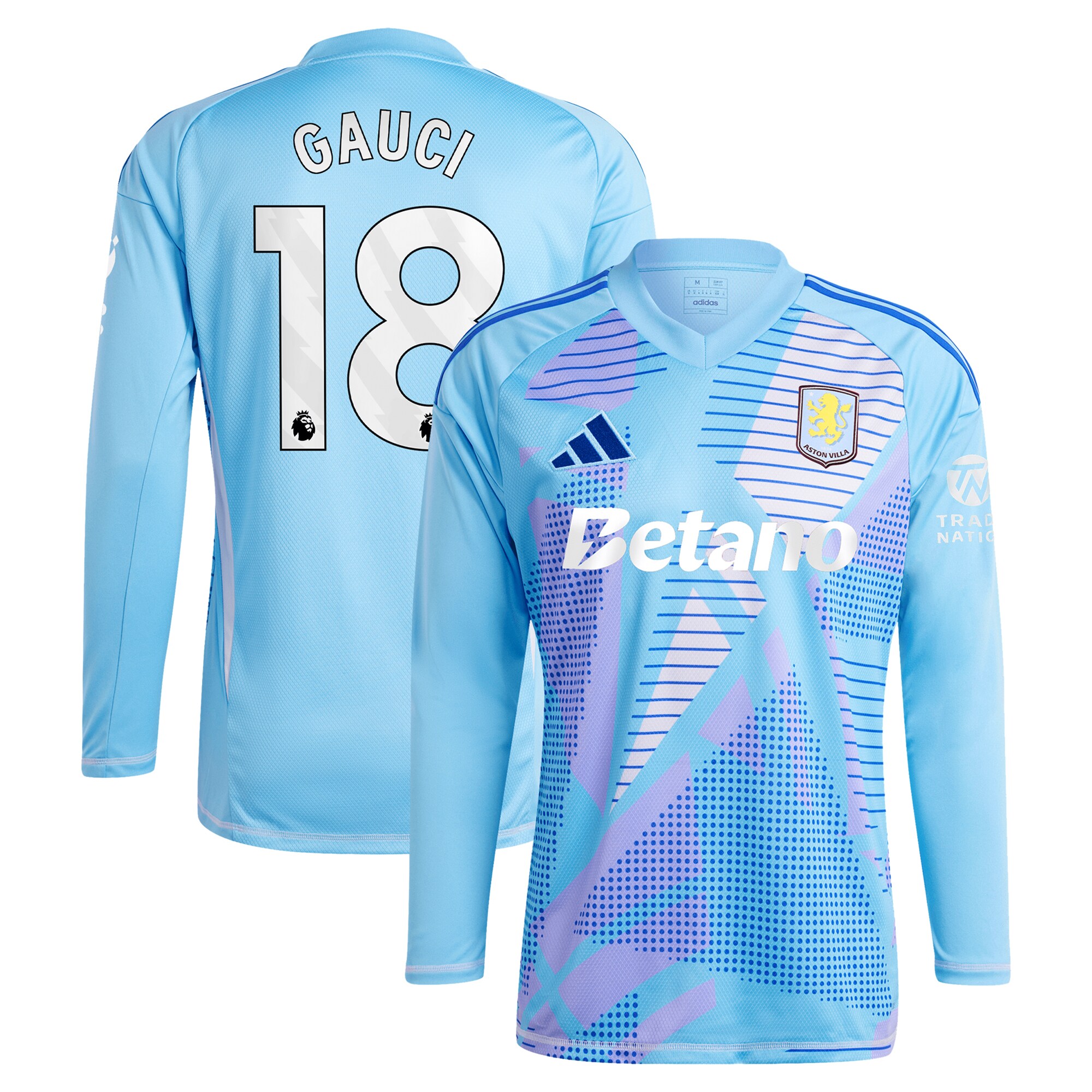 aston villa adidas goalkeeper shirt 2024-25 – long sleeve with gauci 18 printing – 202030982 Collection | Authentic Aston Villa Shirts