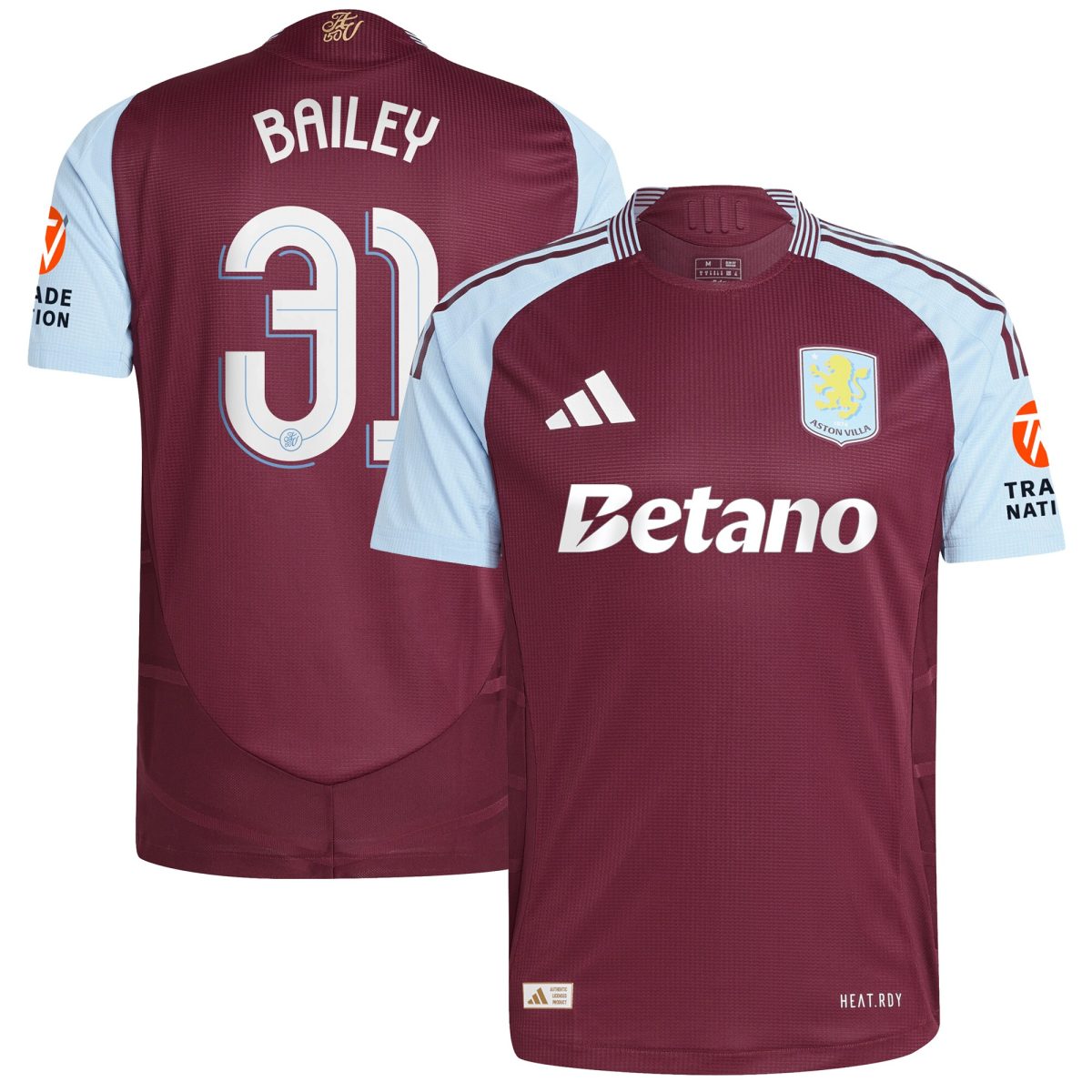 aston villa adidas home authentic shirt 2024-25 with bailey 31 cup printing Collection | Authentic Aston Villa Shirts