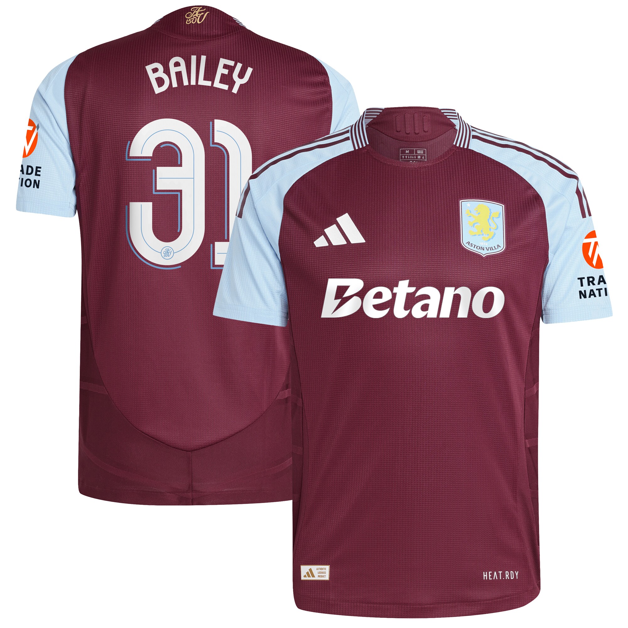 aston villa adidas home authentic shirt 2024-25 with bailey 31 cup printing Collection | Authentic Aston Villa Shirts