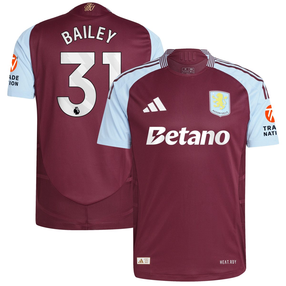 aston villa adidas home authentic shirt 2024-25 with bailey 31 printing Collection | Authentic Aston Villa Shirts