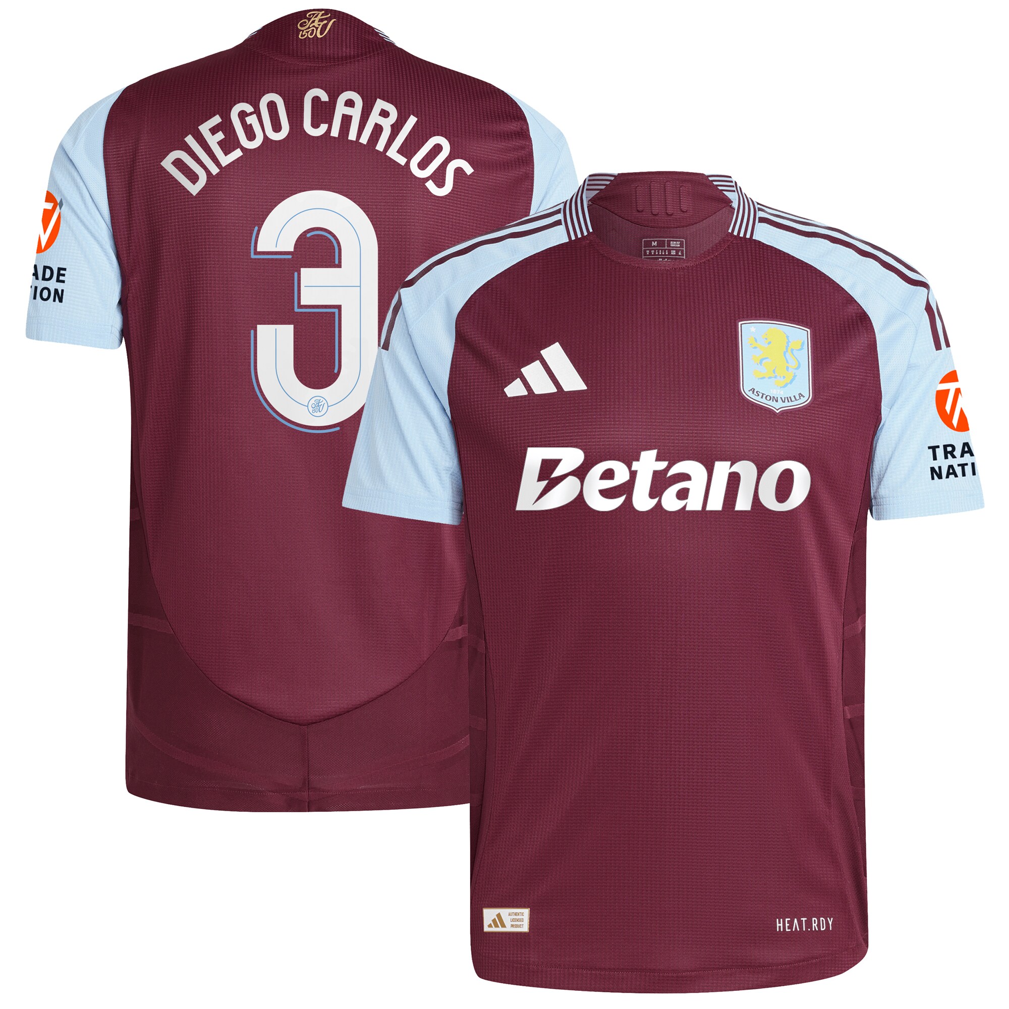 aston villa adidas home authentic shirt 2024-25 with diego carlos 3 cup printing Collection | Authentic Aston Villa Shirts