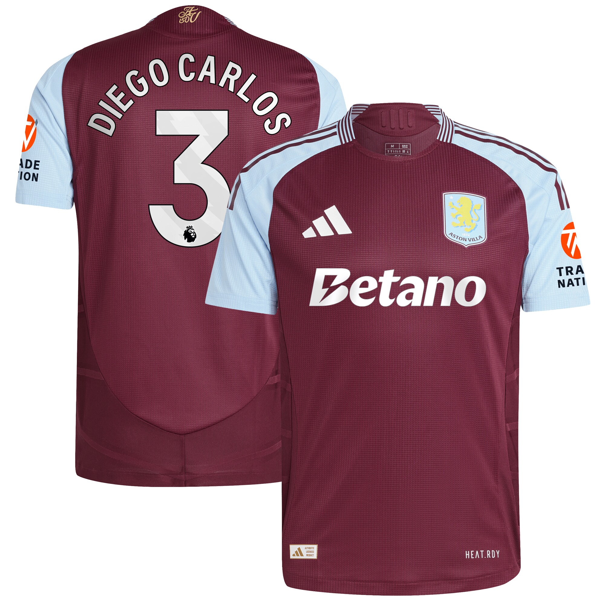 aston villa adidas home authentic shirt 2024-25 with diego carlos 3 printing Collection | Authentic Aston Villa Shirts