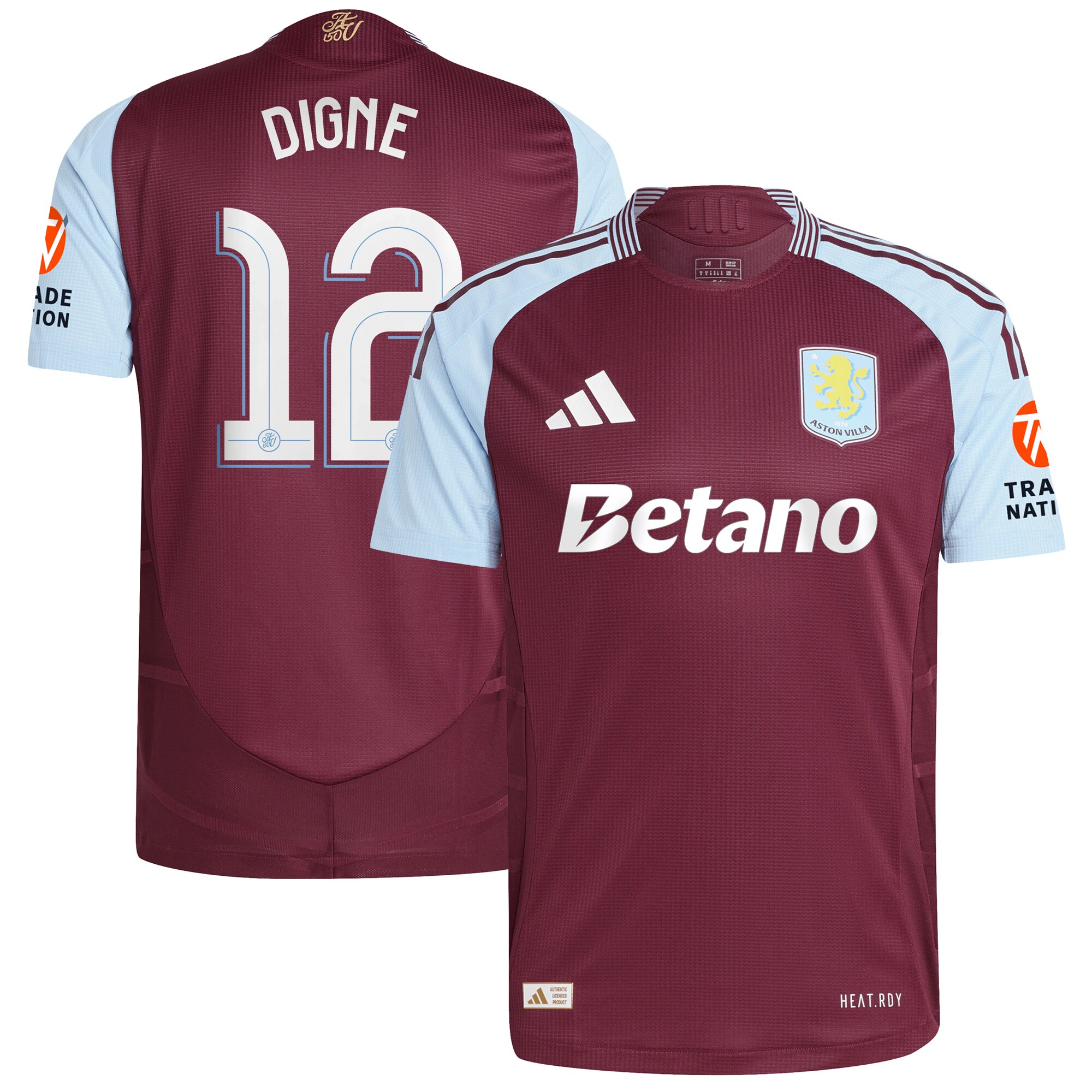 aston villa adidas home authentic shirt 2024-25 with digne 12 cup printing Collection | Authentic Aston Villa Shirts