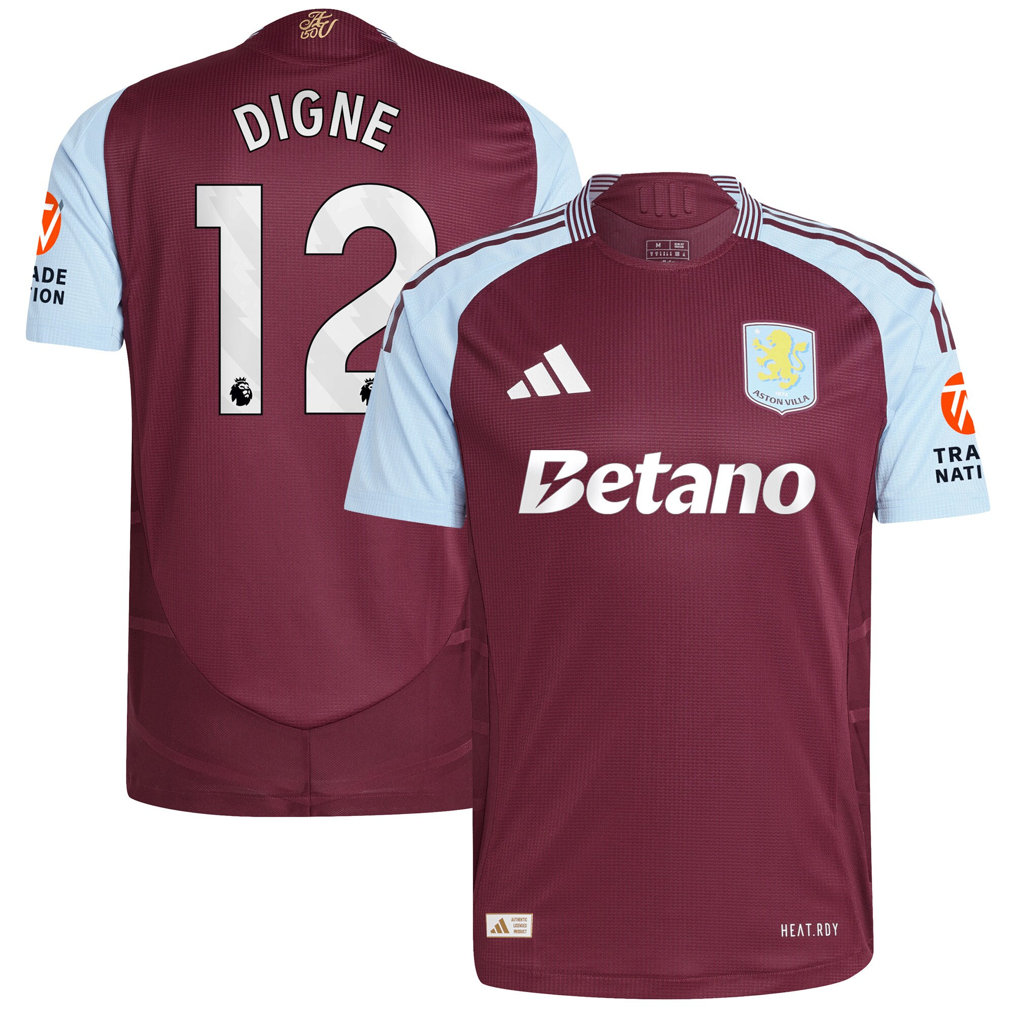 aston villa adidas home authentic shirt 2024-25 with digne 12 printing Collection | Authentic Aston Villa Shirts