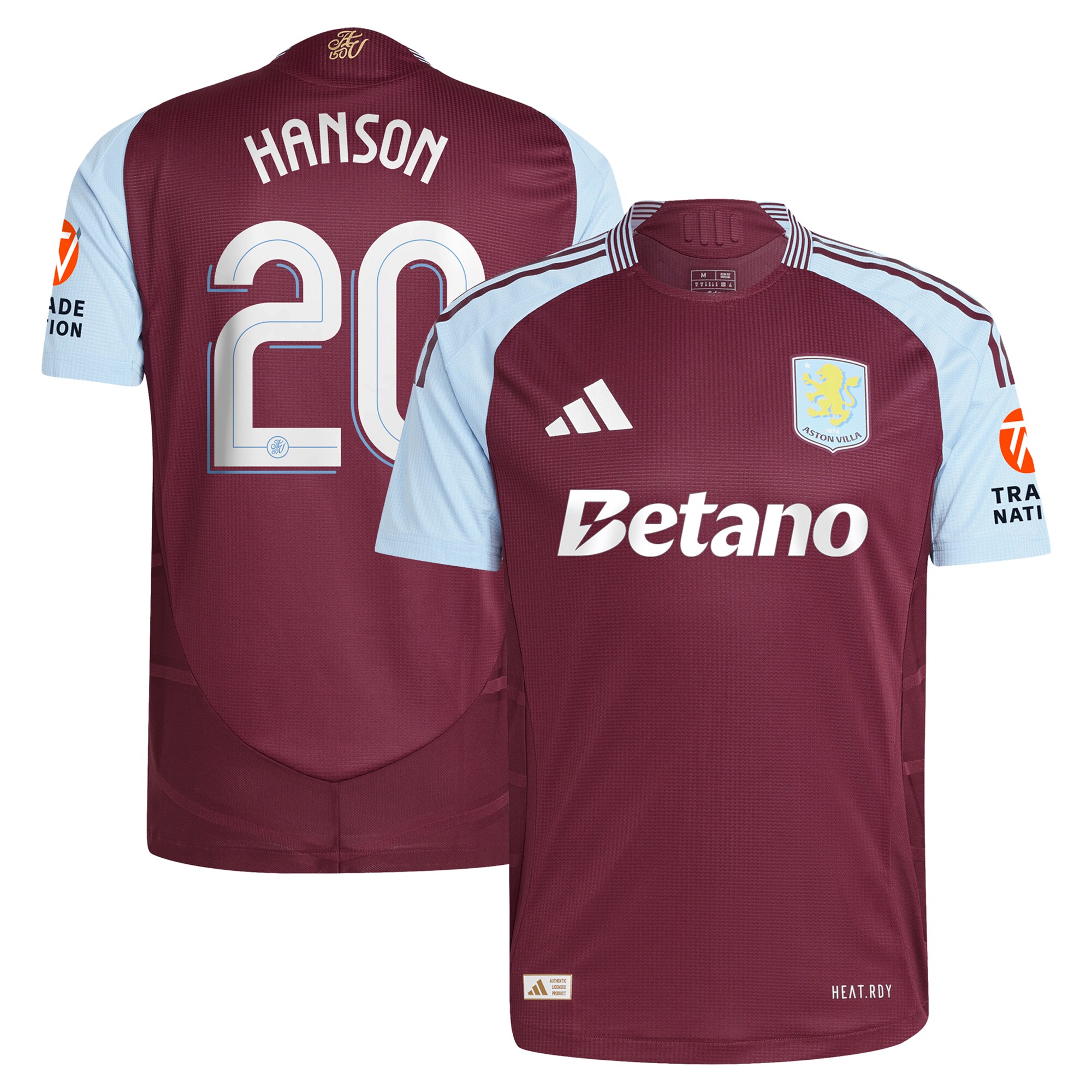 aston villa adidas home authentic shirt 2024-25 with hanson 20 cup printing Collection | Authentic Aston Villa Shirts