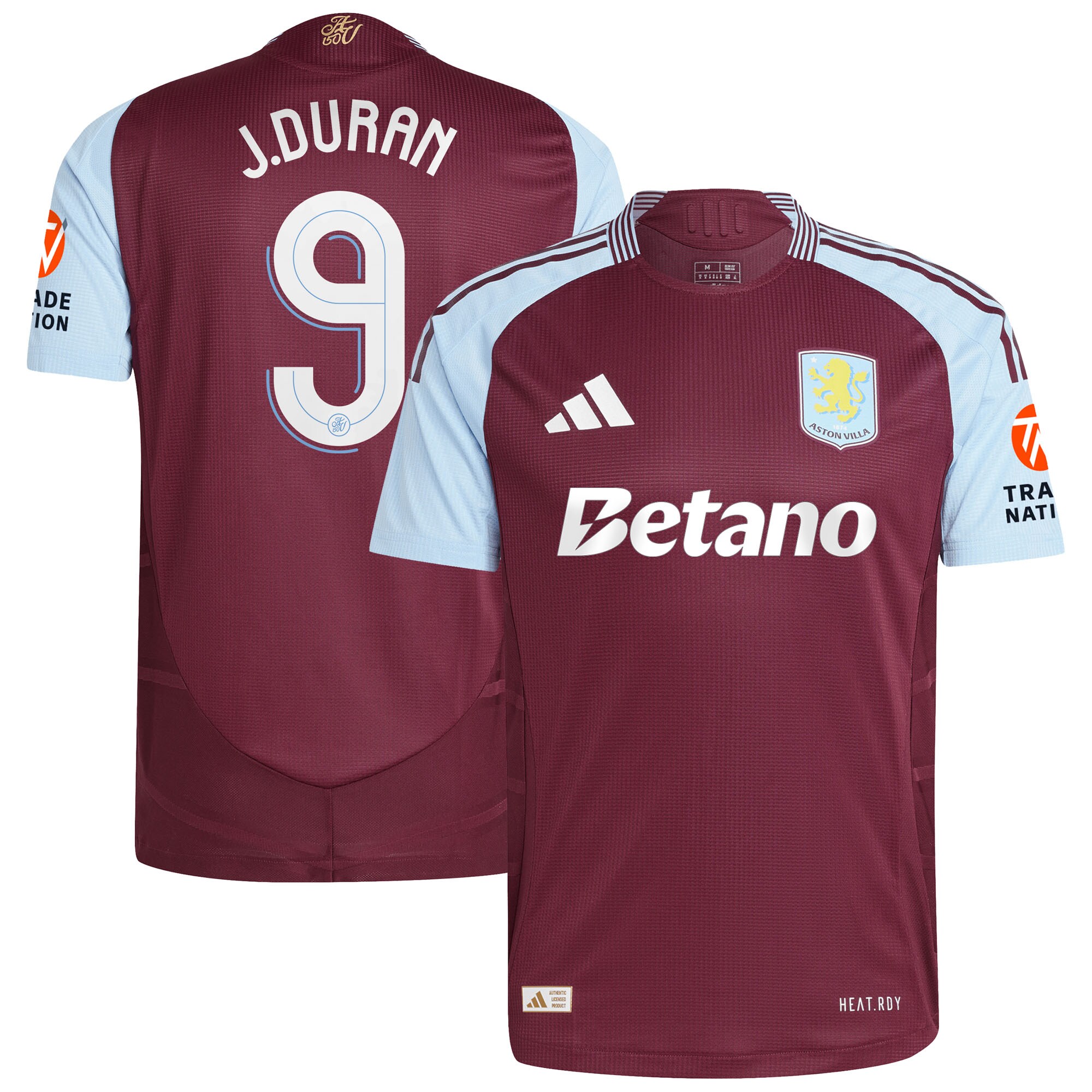 aston villa adidas home authentic shirt 2024-25 with j.duran 9 cup printing Collection | Authentic Aston Villa Shirts