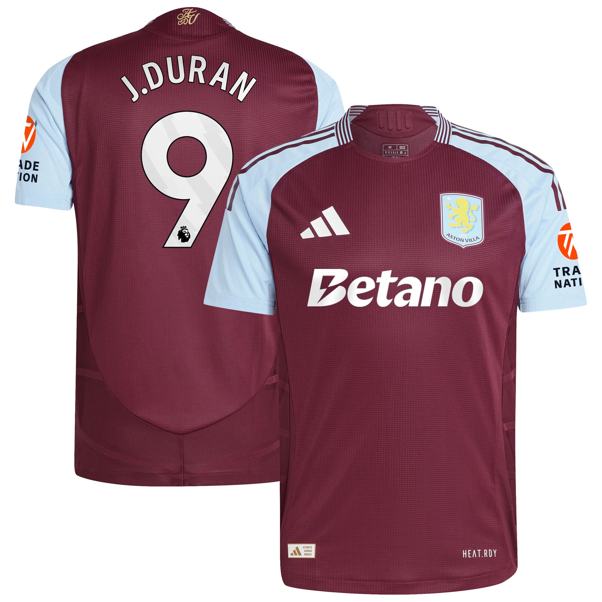aston villa adidas home authentic shirt 2024-25 with j.duran 9 printing Collection | Authentic Aston Villa Shirts