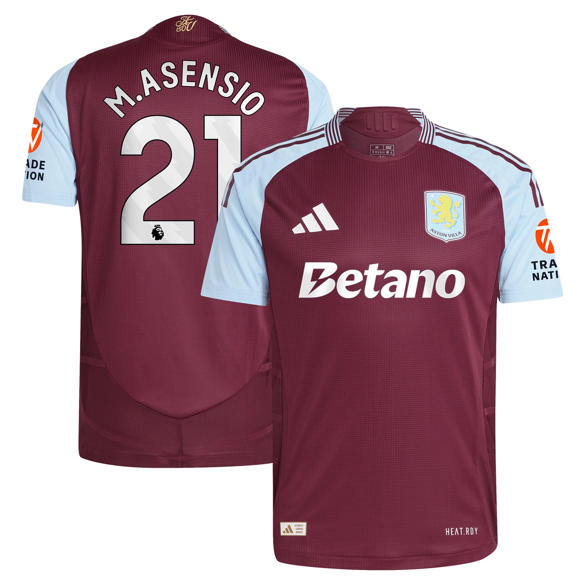 aston villa adidas home authentic shirt 2024-25 with m.asensio 21 printing Collection | Authentic Aston Villa Shirts