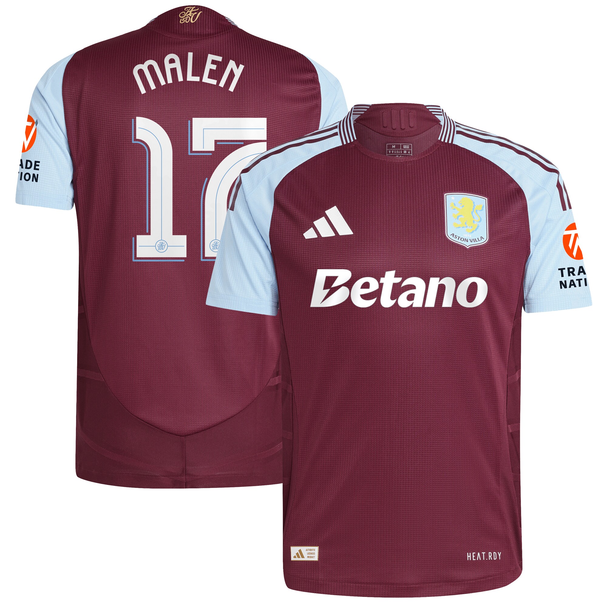 aston villa adidas home authentic shirt 2024-25 with malen 17 cup printing Collection | Authentic Aston Villa Shirts