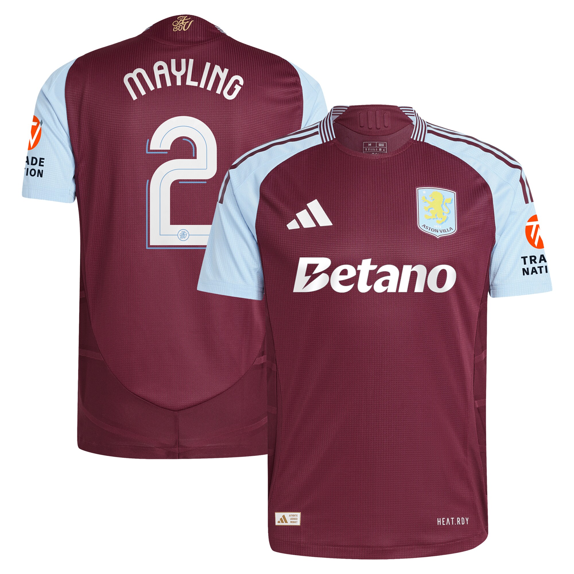 aston villa adidas home authentic shirt 2024-25 with mayling 2 cup printing Collection | Authentic Aston Villa Shirts