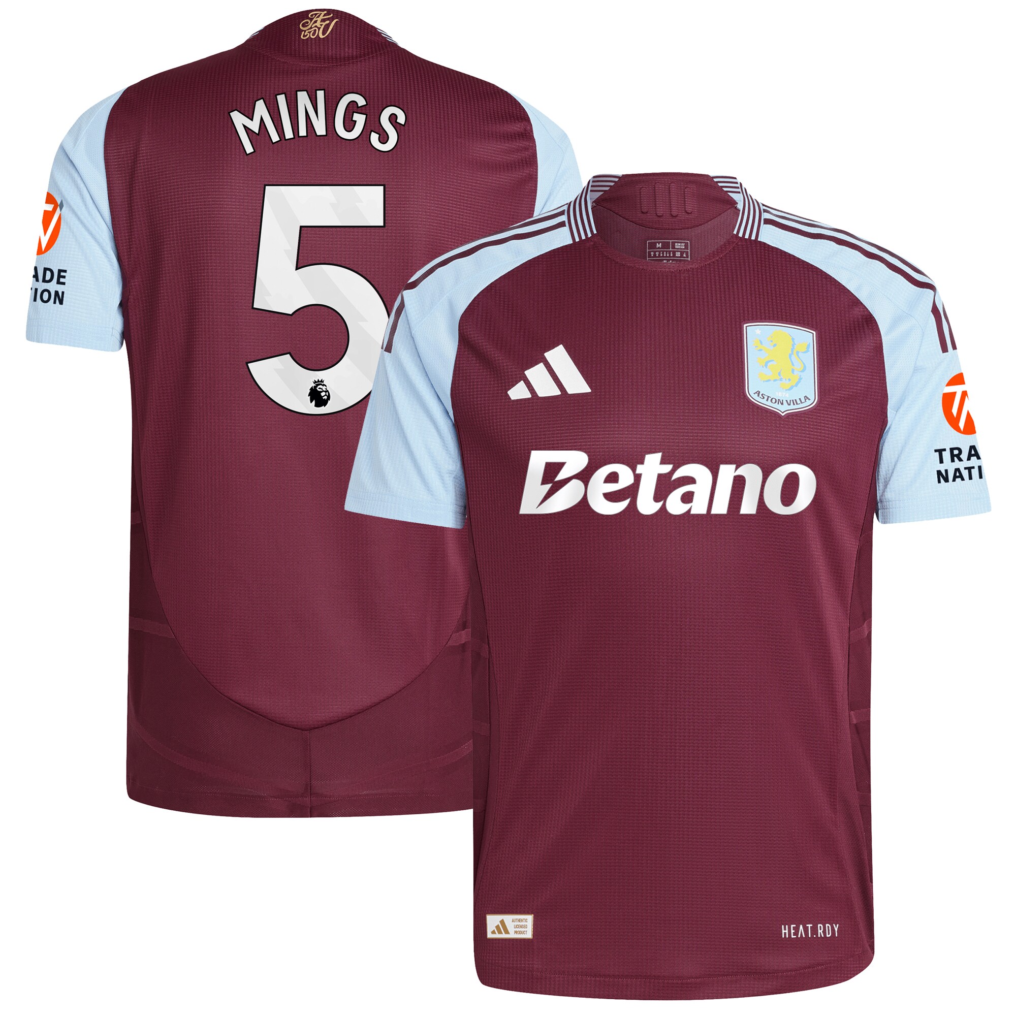 aston villa adidas home authentic shirt 2024-25 with mings 5 printing Collection | Authentic Aston Villa Shirts