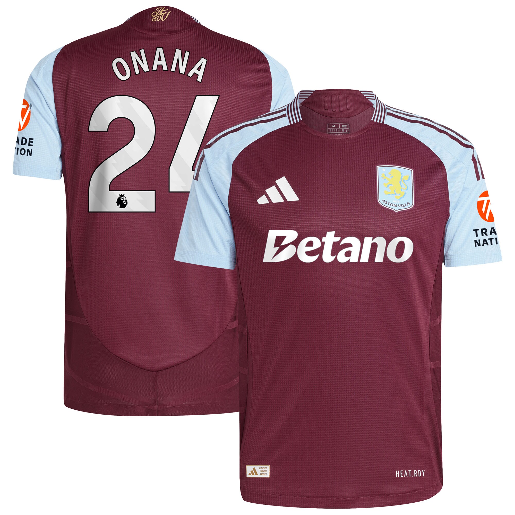 aston villa adidas home authentic shirt 2024-25 with onana 24 printing Collection | Authentic Aston Villa Shirts