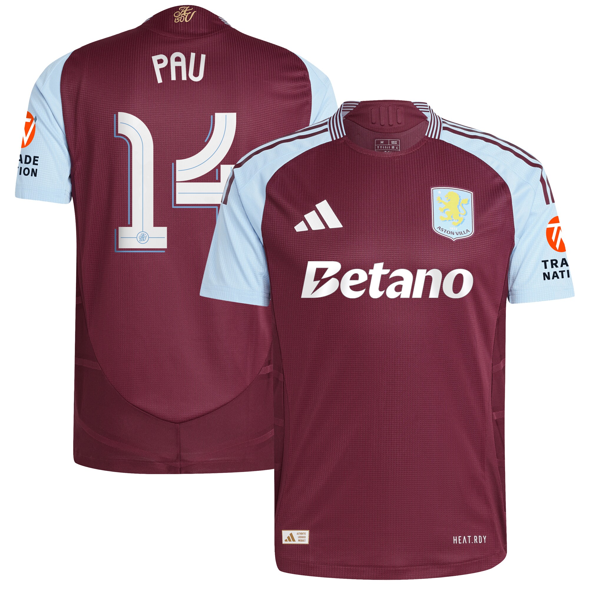 aston villa adidas home authentic shirt 2024-25 with pau 14 cup printing Collection | Authentic Aston Villa Shirts