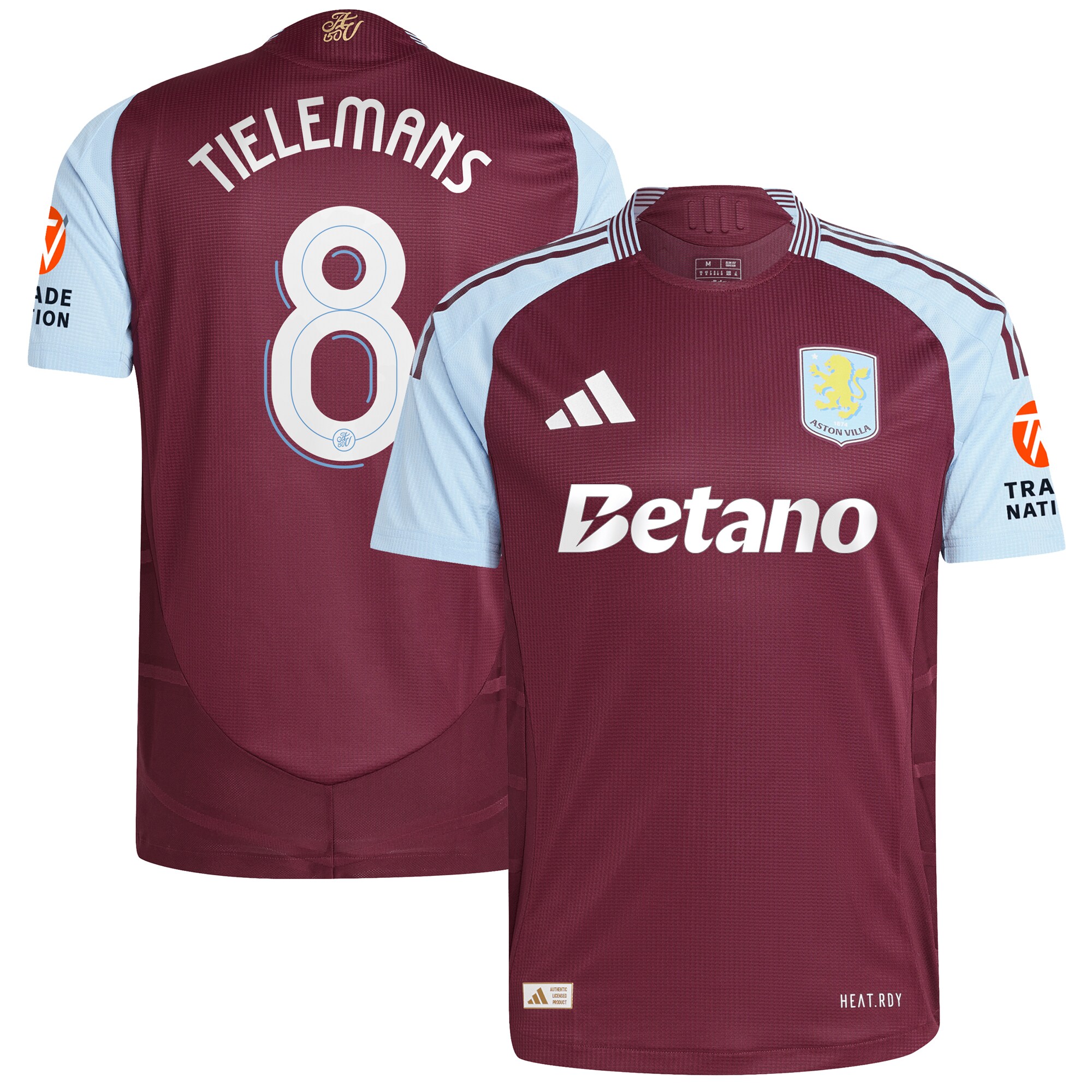aston villa adidas home authentic shirt 2024-25 with tielemans 8 cup printing Collection | Authentic Aston Villa Shirts
