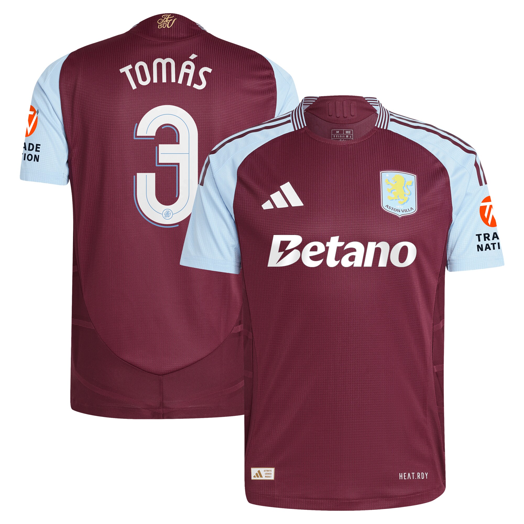 aston villa adidas home authentic shirt 2024-25 with tomás 3 cup printing Collection | Authentic Aston Villa Shirts