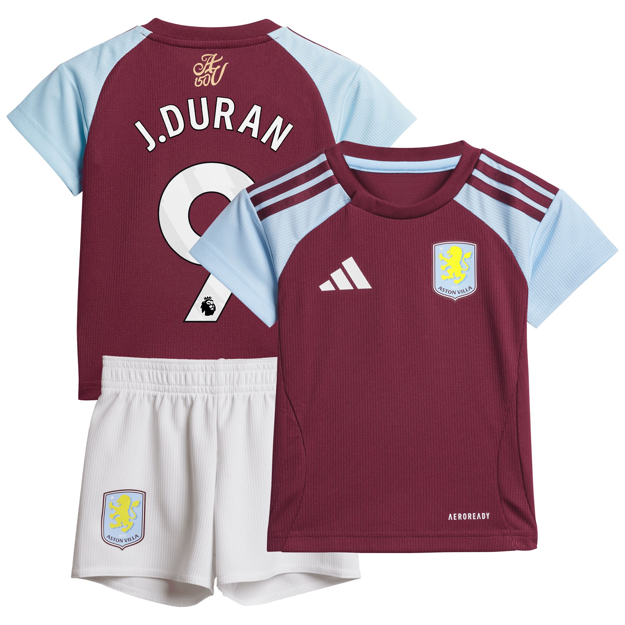 aston villa adidas home baby kit 2024-25 with j.duran 9 printing Collection | Authentic Aston Villa Shirts