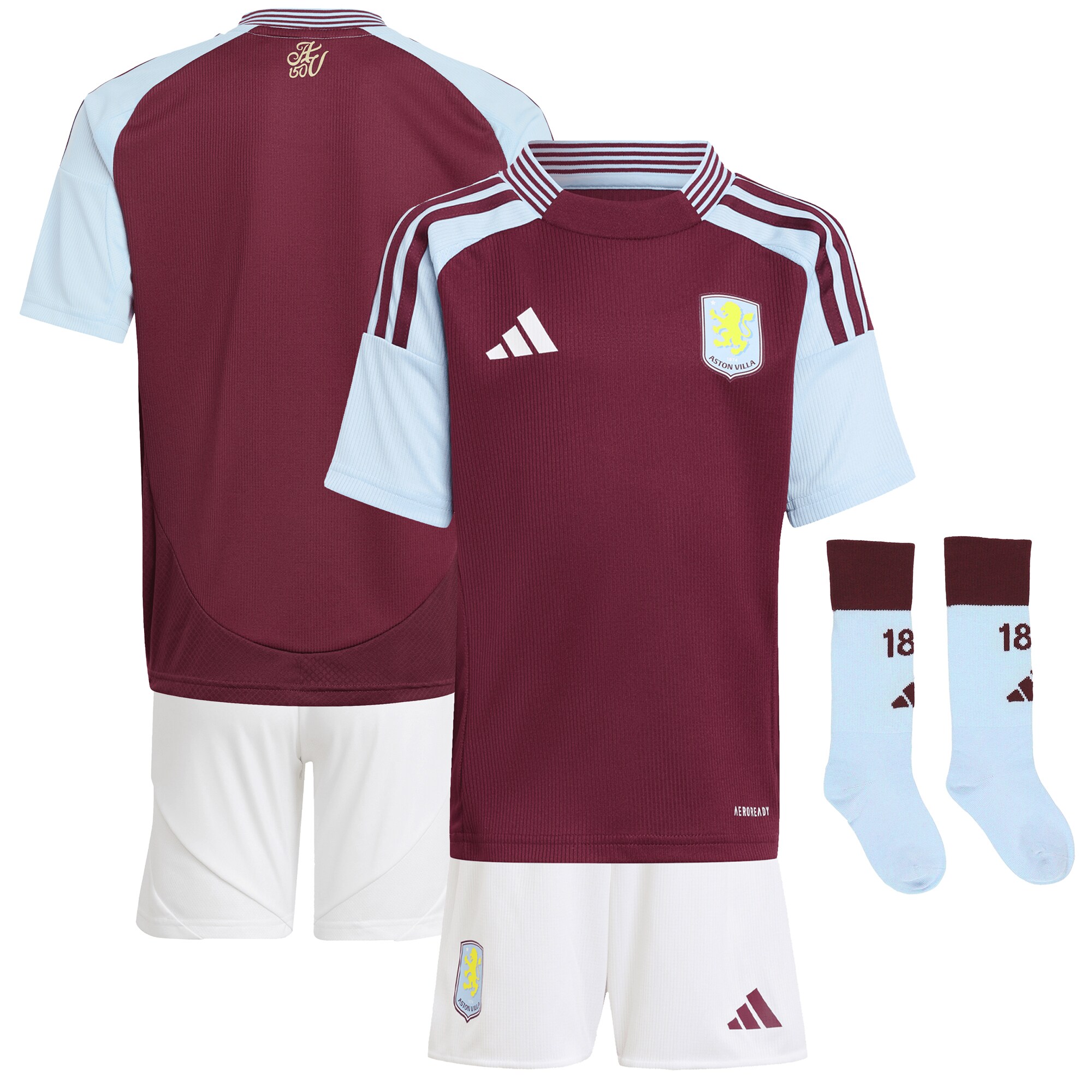 aston villa adidas home mini kit 2024-25 with custom printing Collection | Authentic Aston Villa Shirts