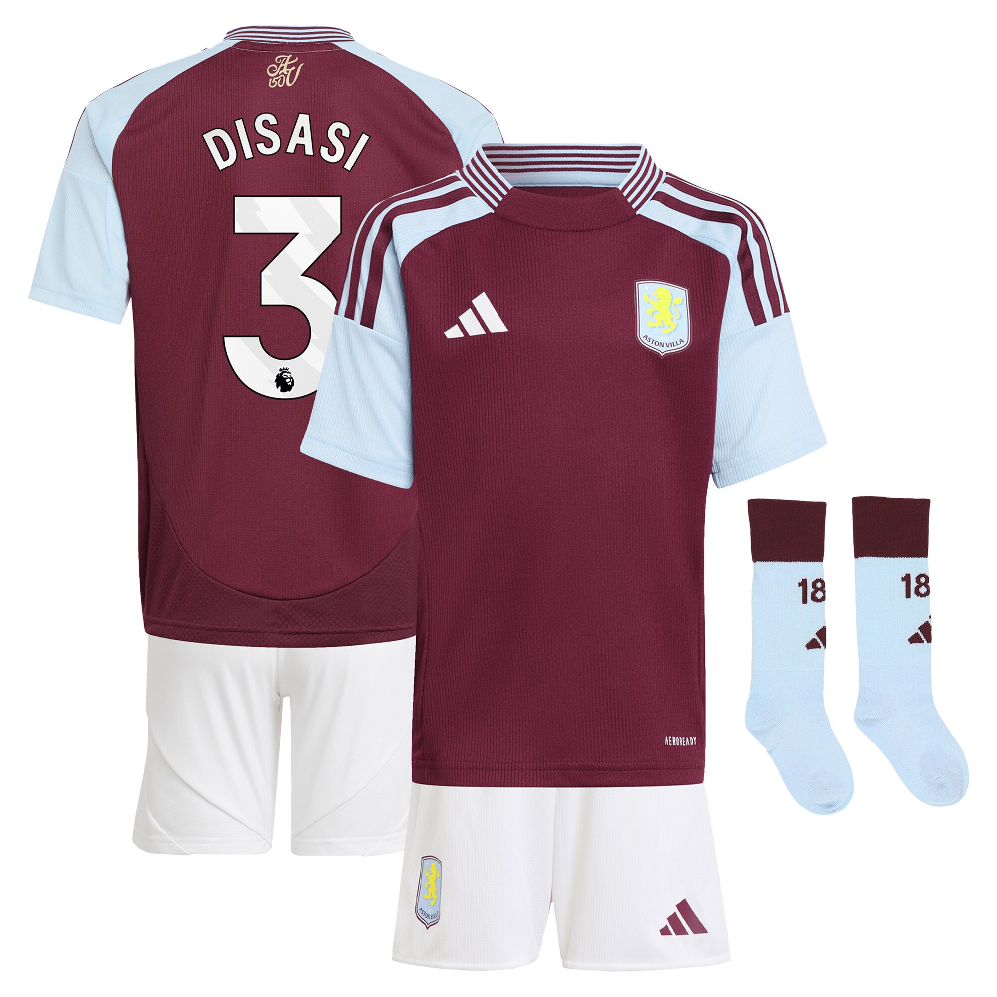 aston villa adidas home mini kit 2024-25 with disasi 3 printing Collection | Authentic Aston Villa Shirts