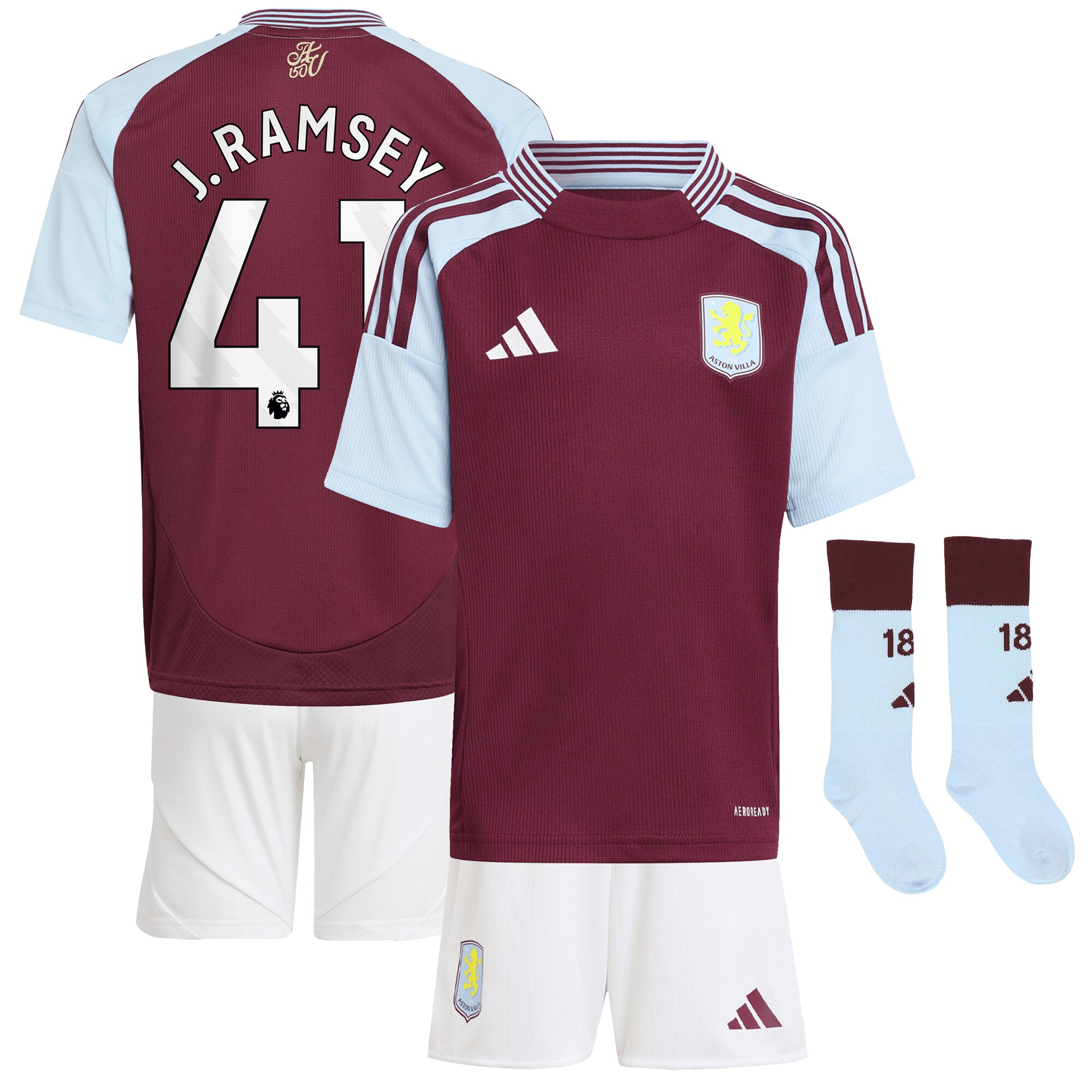 aston villa adidas home mini kit 2024-25 with j. ramsey 41 printing Collection | Authentic Aston Villa Shirts