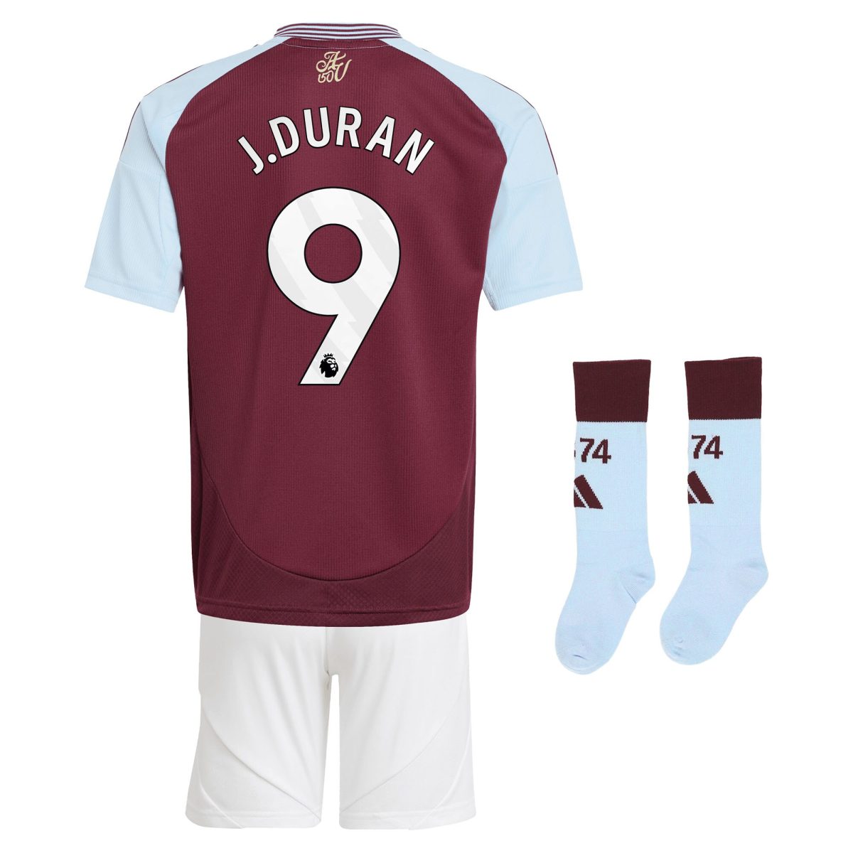 aston villa adidas home mini kit 2024-25 with j.duran 9 printing Collection | Authentic Aston Villa Shirts