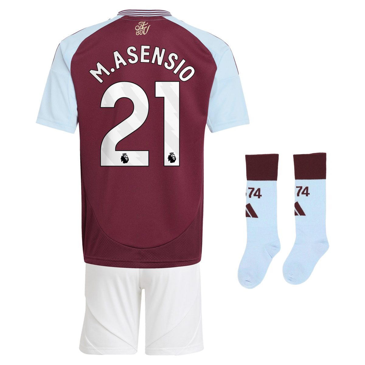 aston villa adidas home mini kit 2024-25 with m.asensio 21 printing Collection | Authentic Aston Villa Shirts