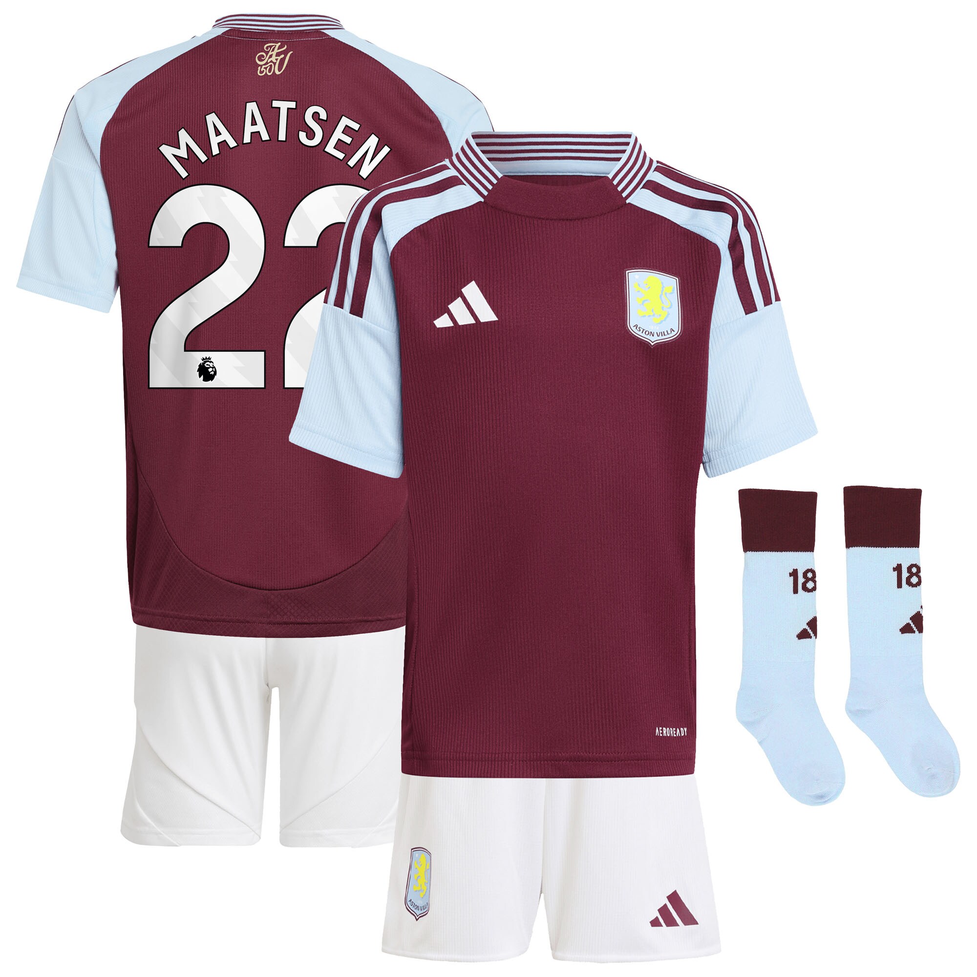 aston villa adidas home mini kit 2024-25 with maatsen 22 printing Collection | Authentic Aston Villa Shirts