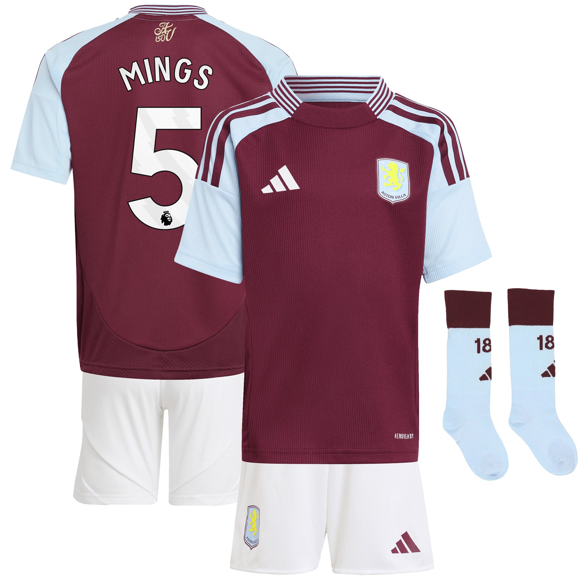 aston villa adidas home mini kit 2024-25 with mings 5 printing Collection | Authentic Aston Villa Shirts