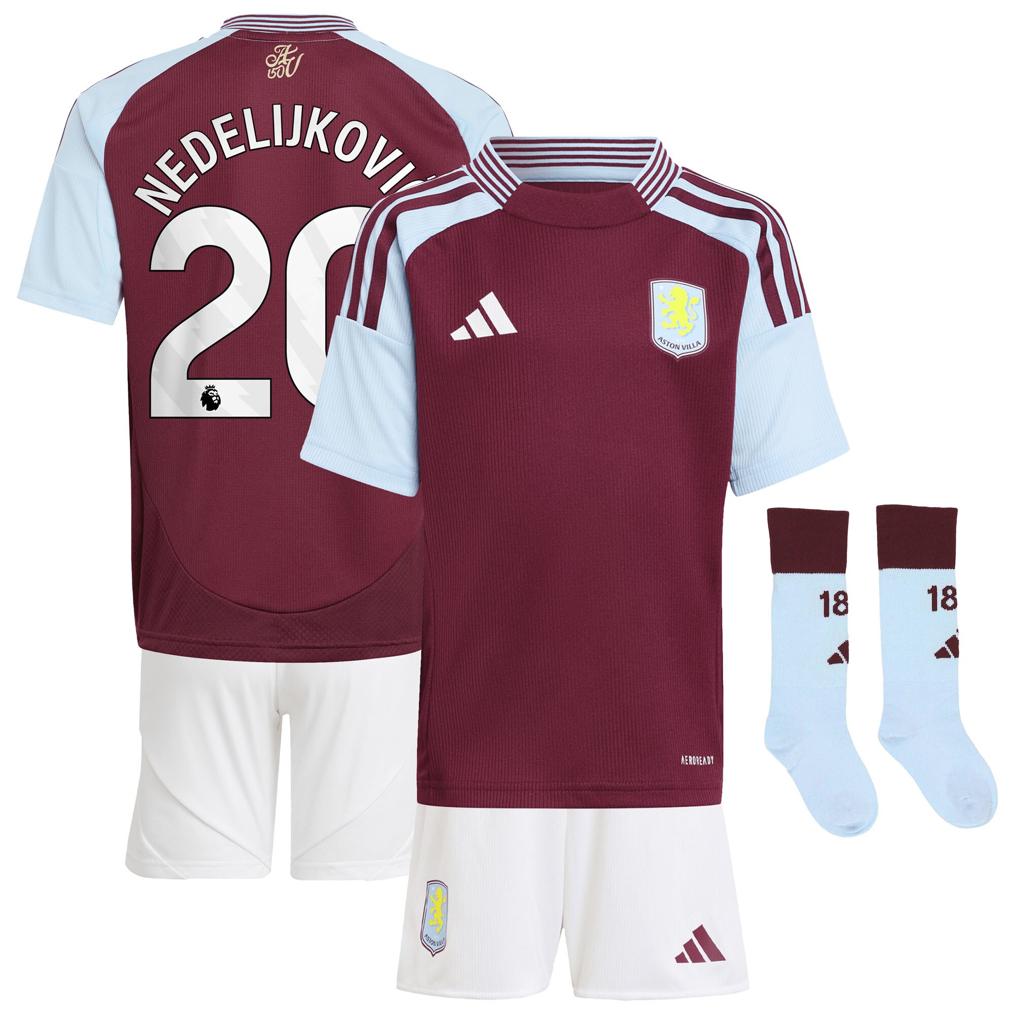 aston villa adidas home mini kit 2024-25 with nedeljković 20 printing Collection | Authentic Aston Villa Shirts