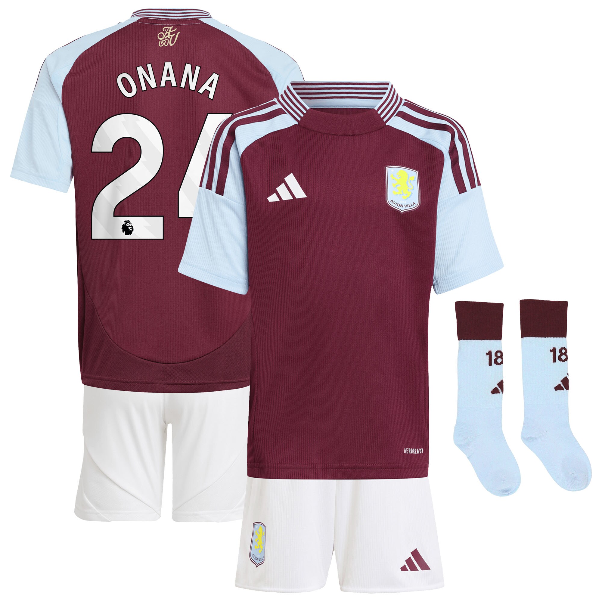 aston villa adidas home mini kit 2024-25 with onana 24 printing Collection | Authentic Aston Villa Shirts