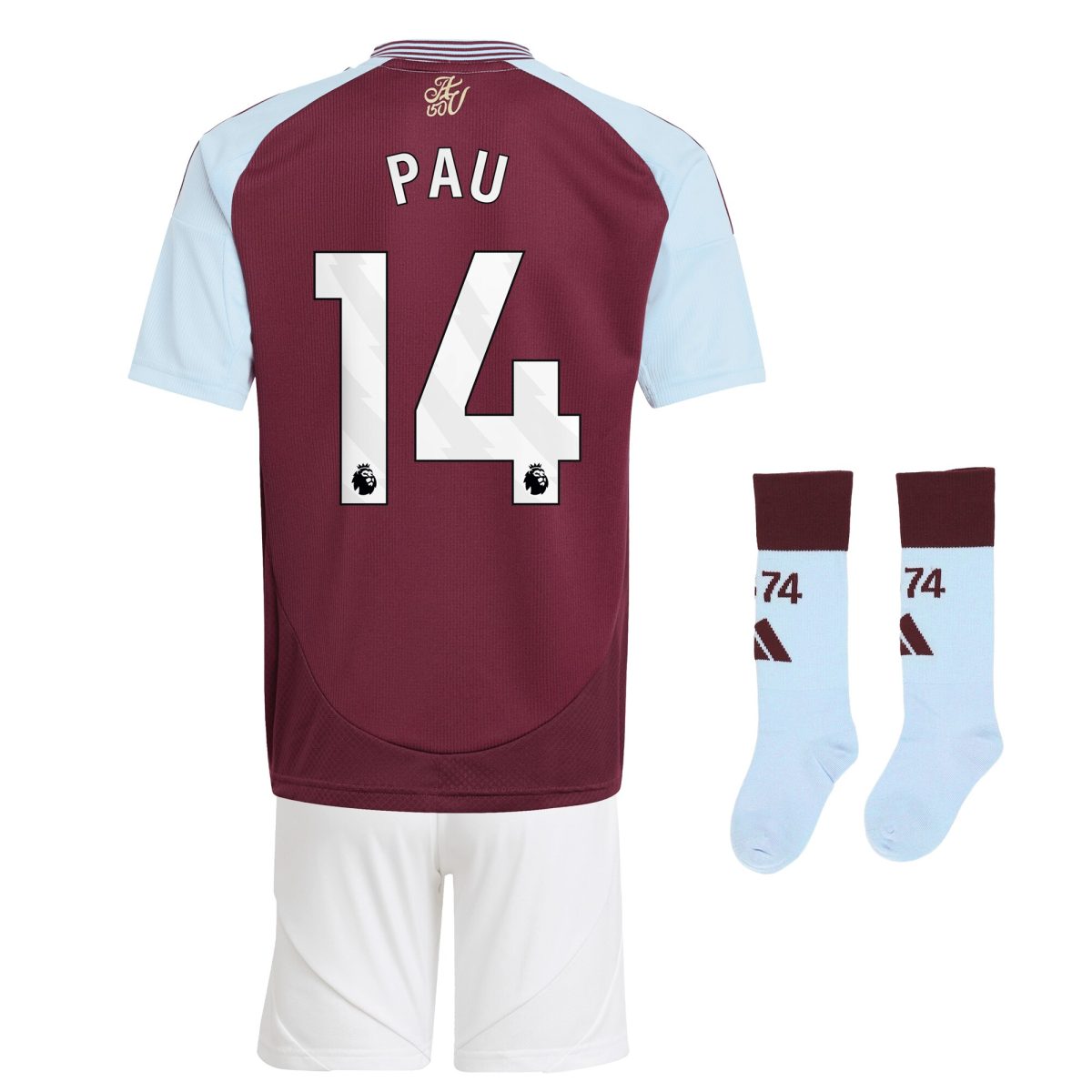 aston villa adidas home mini kit 2024-25 with pau 14 printing Collection | Authentic Aston Villa Shirts