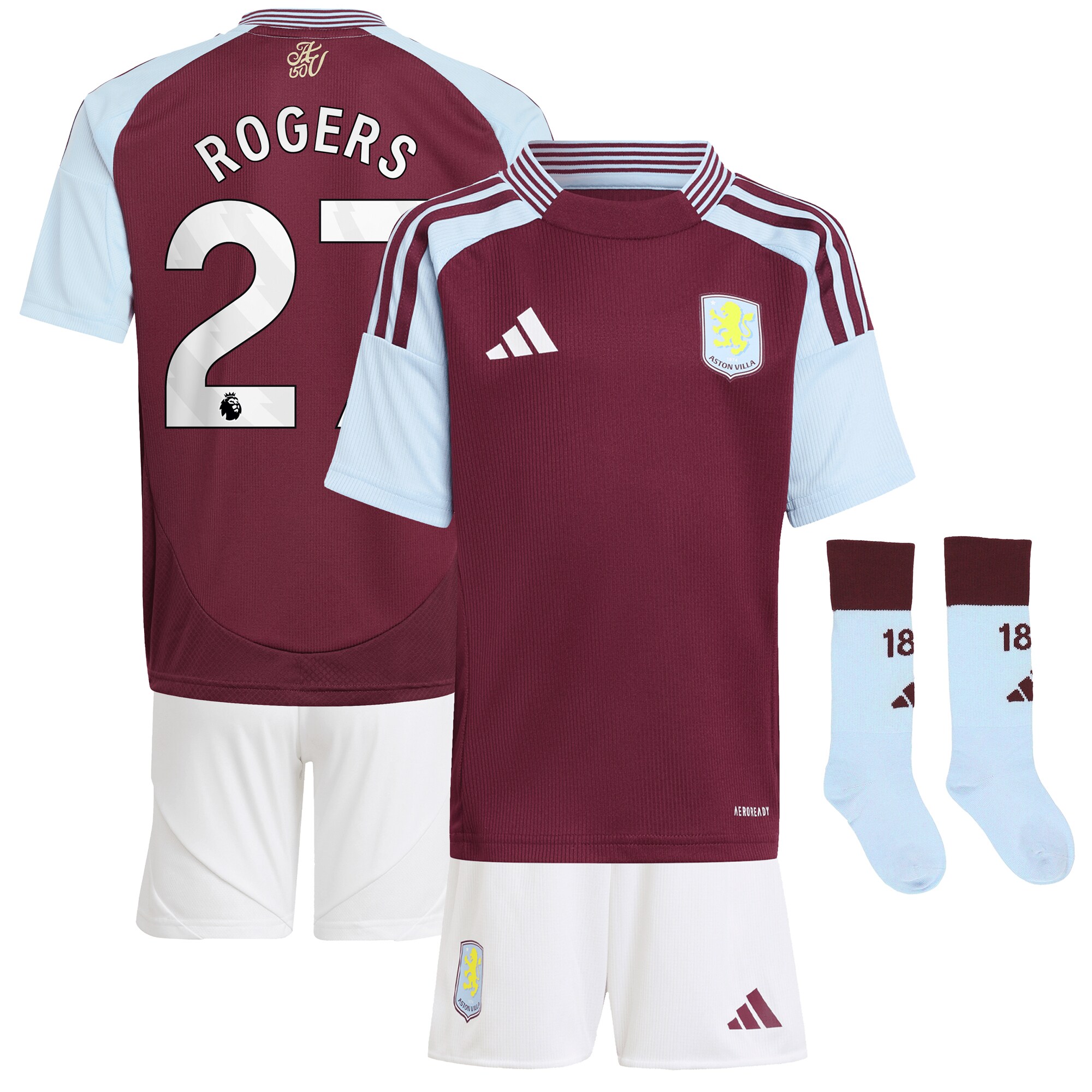 aston villa adidas home mini kit 2024-25 with rogers 27 printing Collection | Authentic Aston Villa Shirts