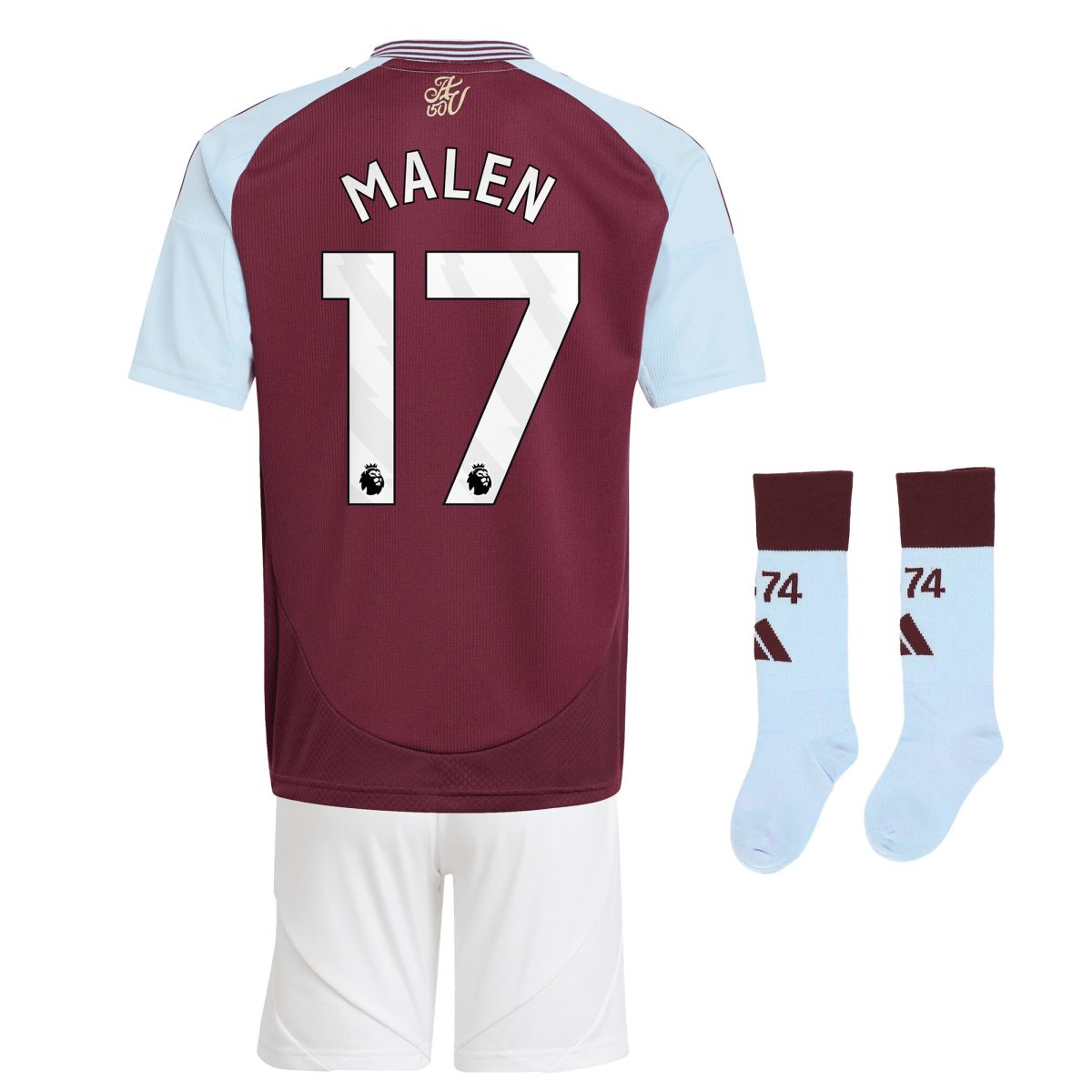 aston villa adidas home mini kit 2024-26 with malen 17 printing Collection | Authentic Aston Villa Shirts