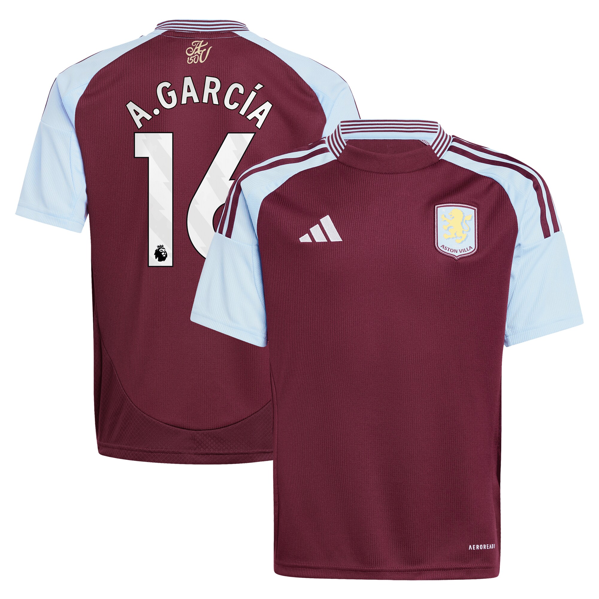 aston villa adidas home shirt 2024-25 – kids with a.garcía 16 printing Collection | Authentic Aston Villa Shirts