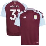 aston villa adidas home shirt 2024-25 – kids with bailey 31 printing Collection | Authentic Aston Villa Shirts