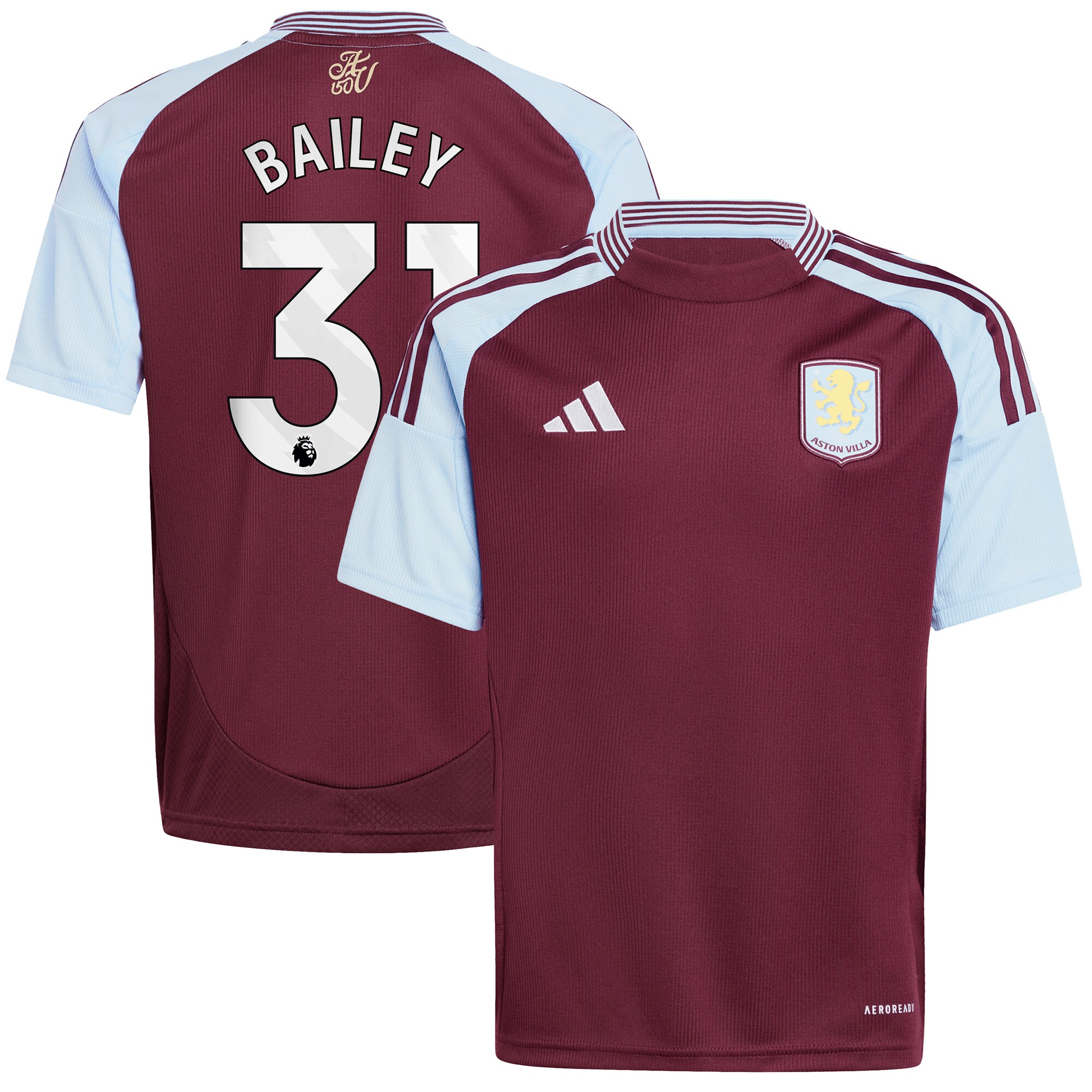 aston villa adidas home shirt 2024-25 – kids with bailey 31 printing Collection | Authentic Aston Villa Shirts