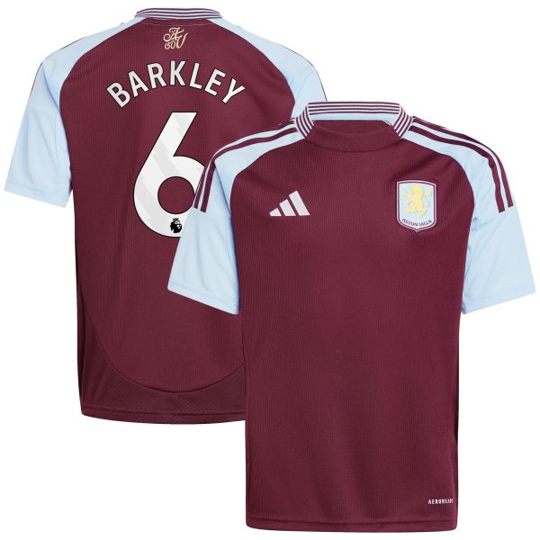 aston villa adidas home shirt 2024-25 – kids with barkley 6 printing Collection | Authentic Aston Villa Shirts