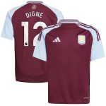 aston villa adidas home shirt 2024-25 – kids with digne 12 printing Collection | Authentic Aston Villa Shirts